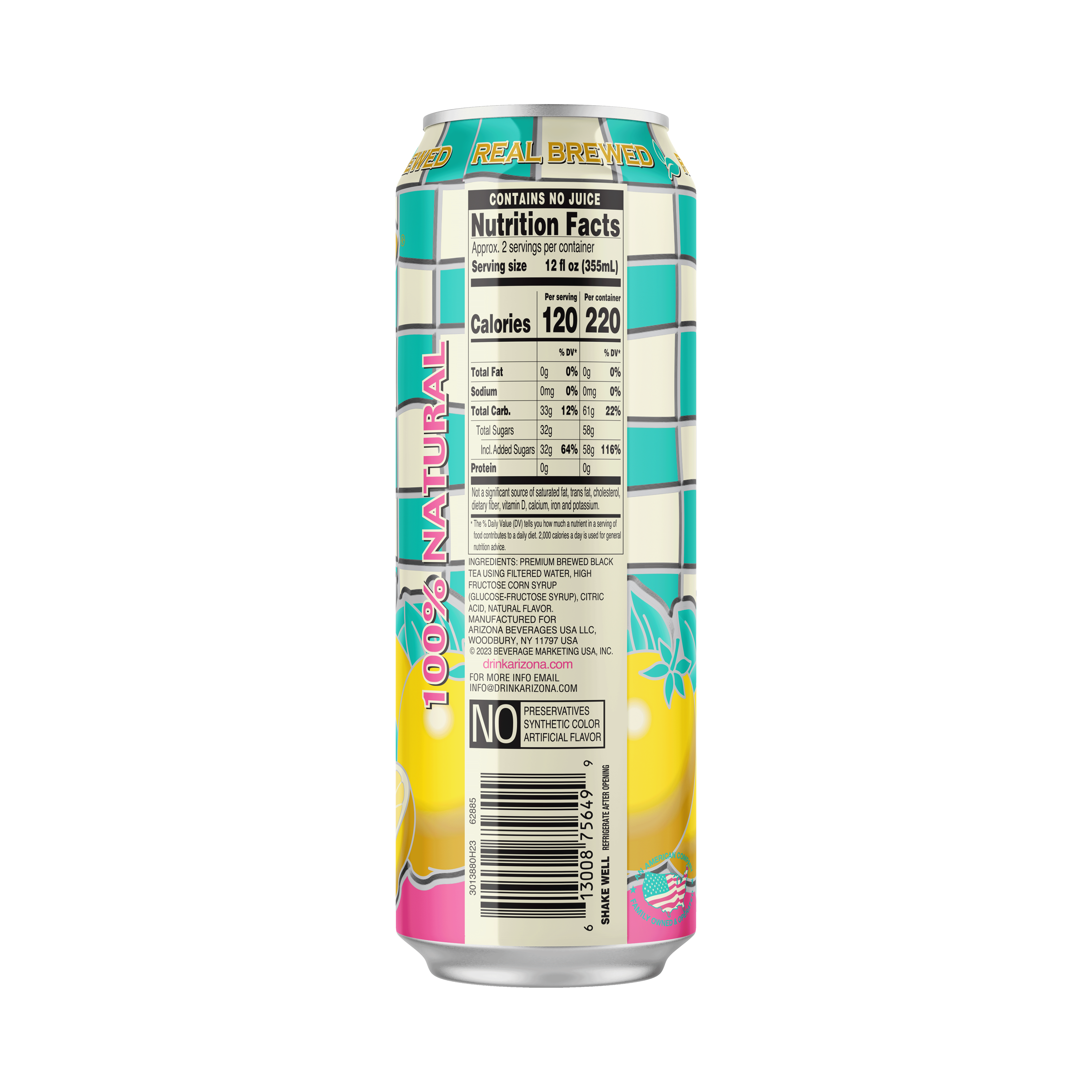 AriZona Lemon Tea Refreshing Citrus Flavored Beverage (22 fl oz) 4sfut