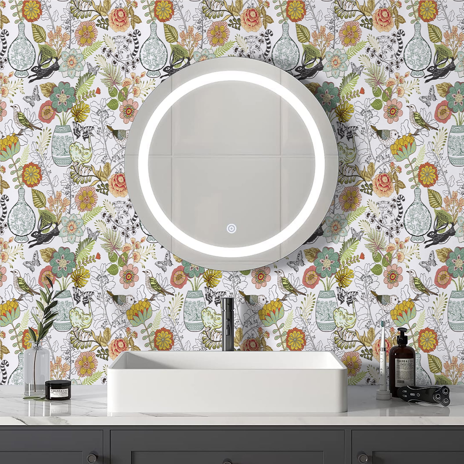 Abyssaly Floral Peel and Stick Wallpaper, Removable Vinyl Contact Paper for Home Decor (Floral, 17.7 in x 393.7 in) 99koh