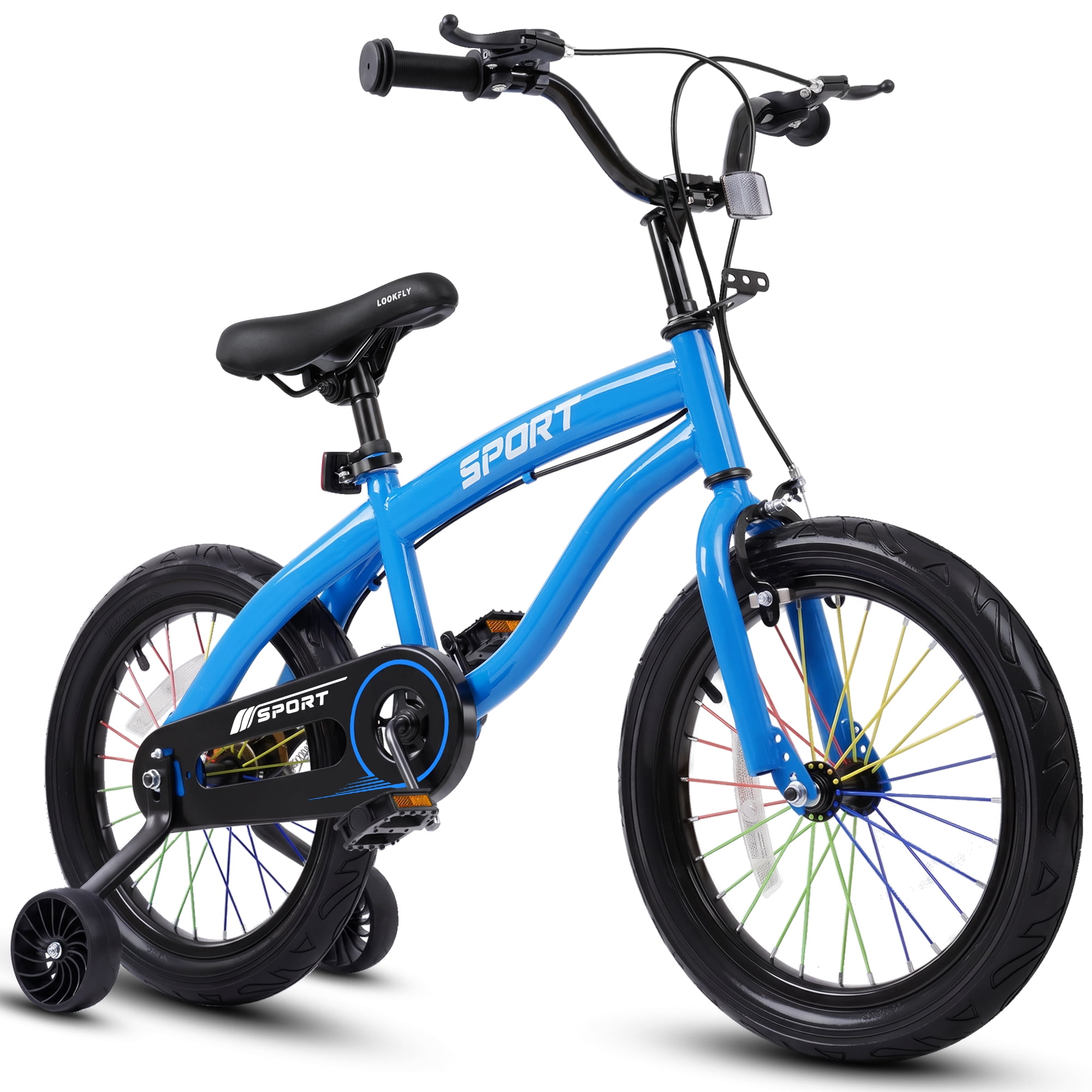 Enjoyrun 14 in Kids Bike with Training Wheels for Boys and Girls (Blue, 14 in) sqryd