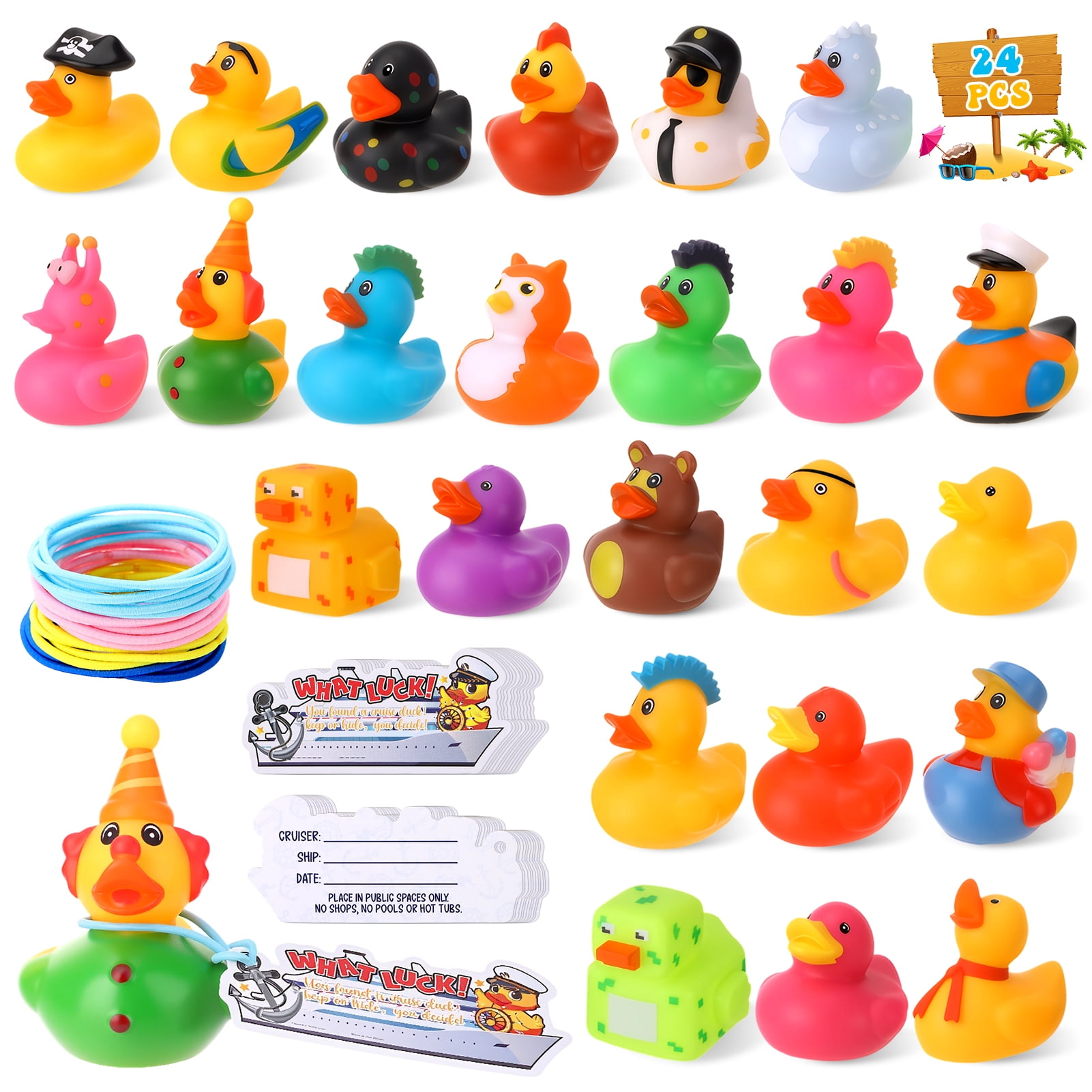 sixwipe Rubber Duck Bath Toy Set for Cruise and Jeep Games (72 Piece Set, 2 in) kd5yh