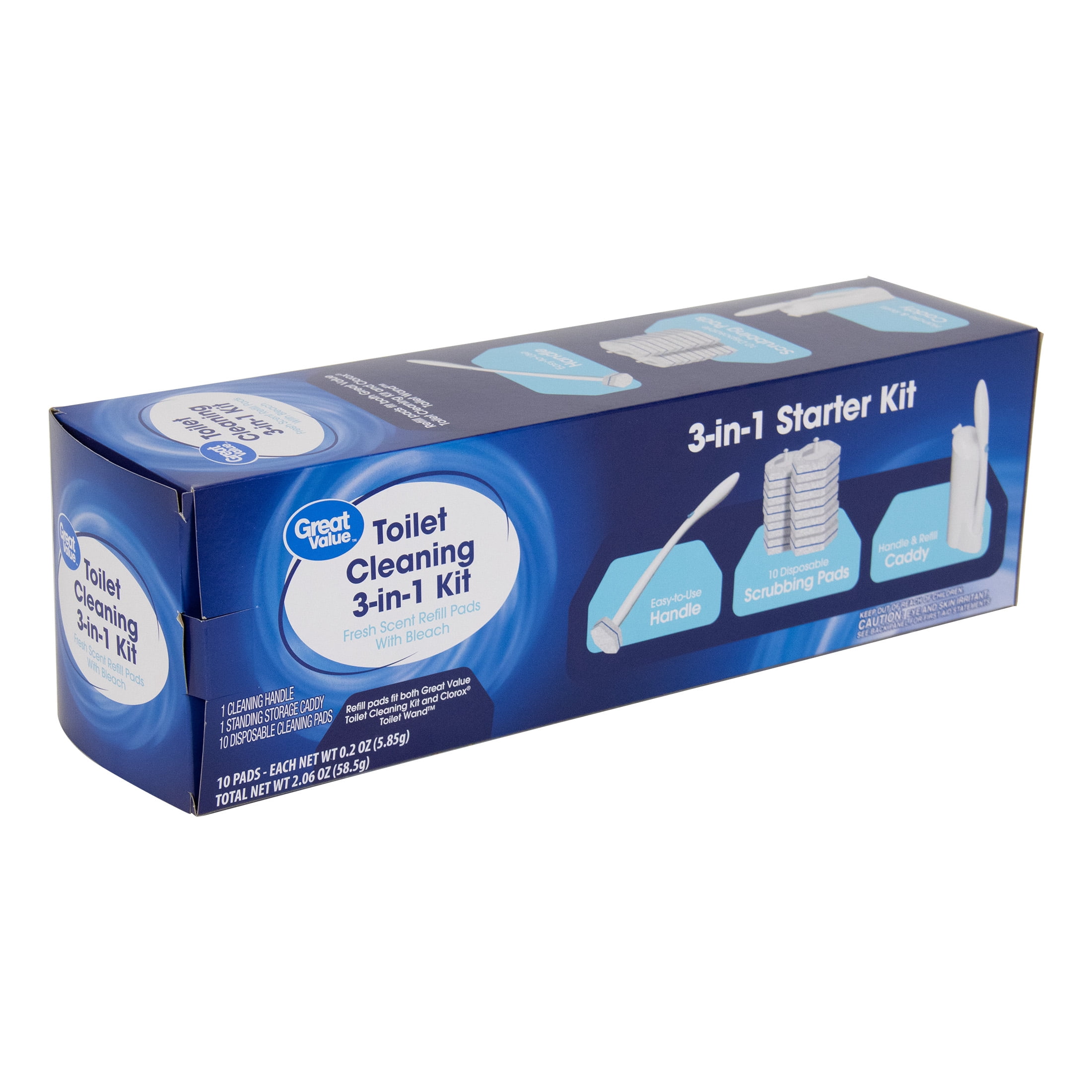Great Value Toilet Cleaning System (1 Handle, 1 Caddy, 5 Disposable Scrubbing Pads) al8hd