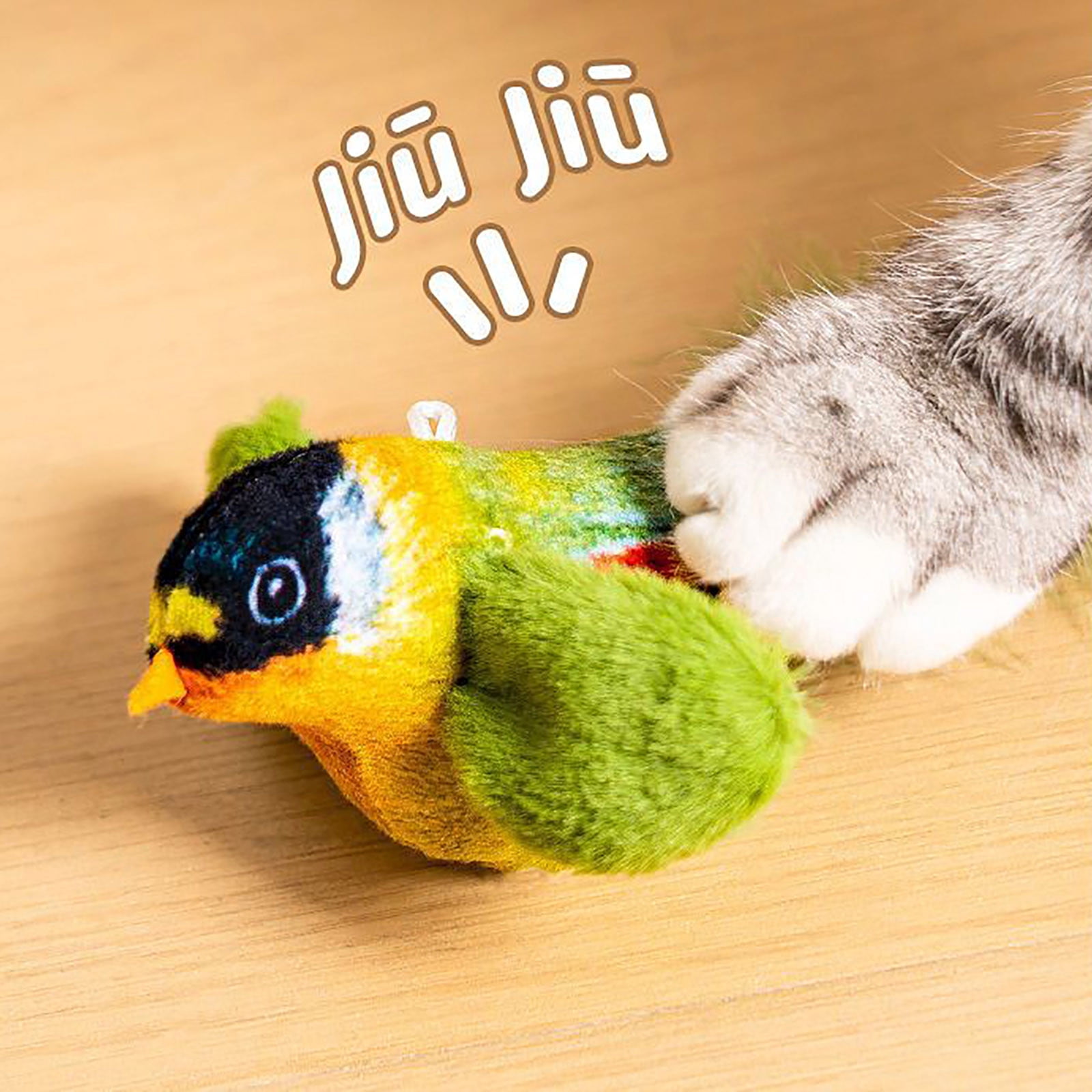 Infidev Interactive Flying Bird Cat Toy, Electric Flapping Wing Simulation Sparrow with Chirping Sound (Green, 1 Pack) 8y2wb