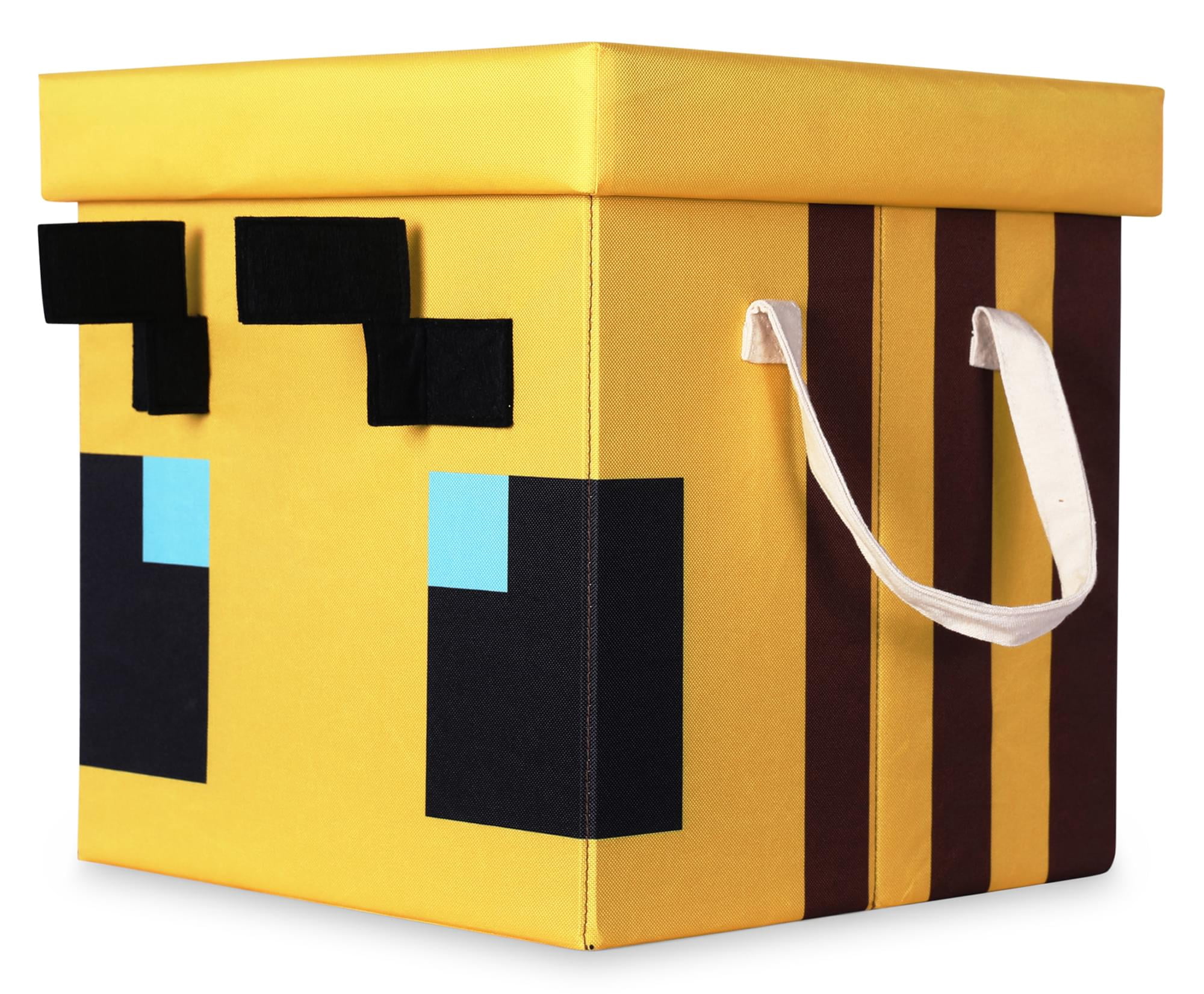 Minecraft Bee Fabric Storage Bin Cube Organizer with Lid (Yellow, 15 in) gi3cp