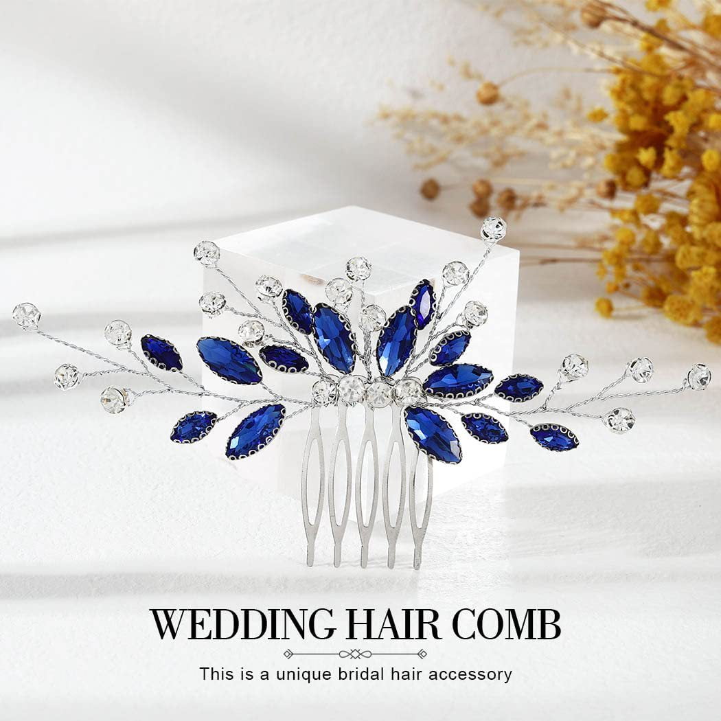 Dalrosia Wedding Hair Comb Crystal Rhinestone Bridal Headpiece (Silver, 4 in) r6geh