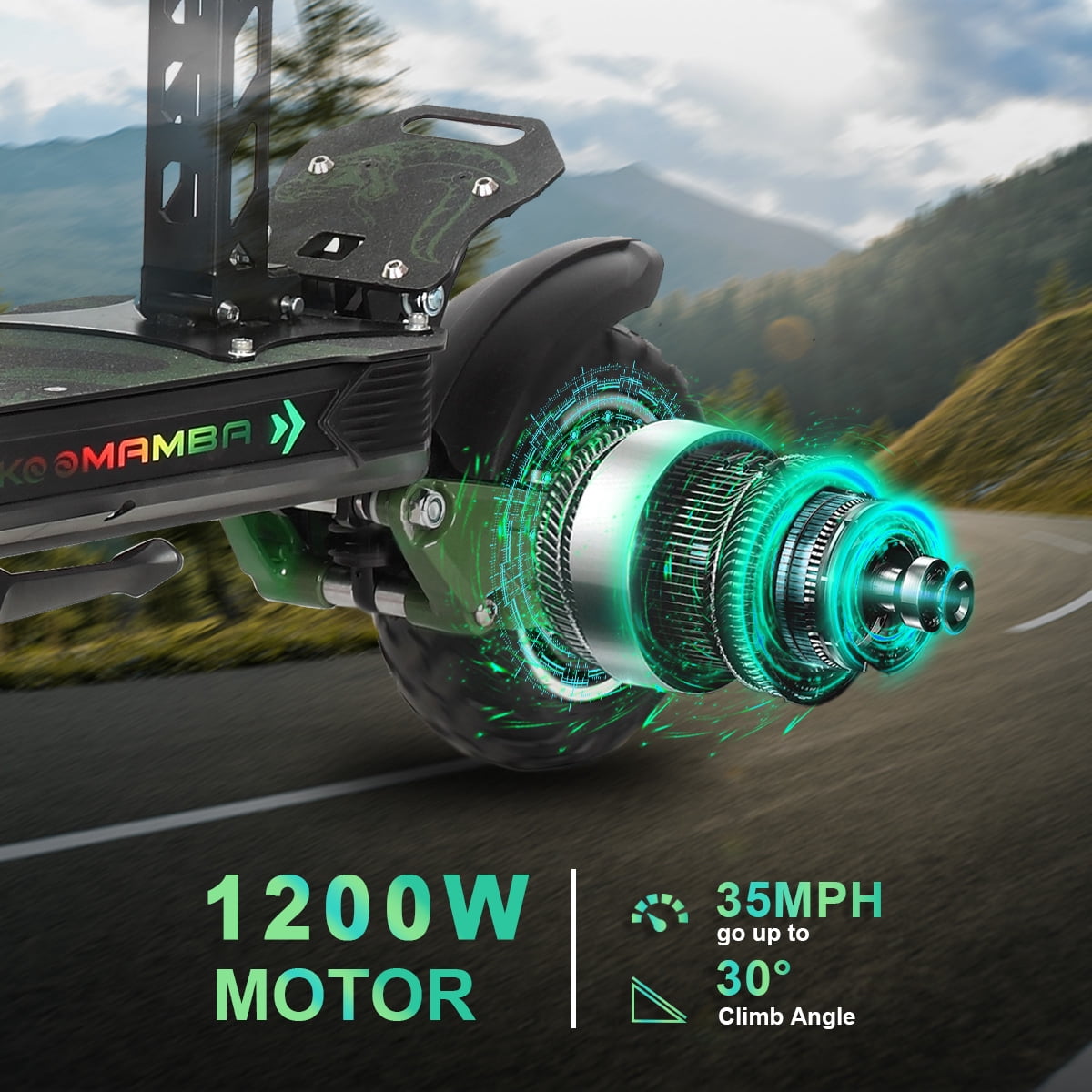Goobee ZU06 Electric Scooter 1200W Motor 35 MPH High-Speed Commuter (10 in Tires, 50 Miles Range) hwm8j