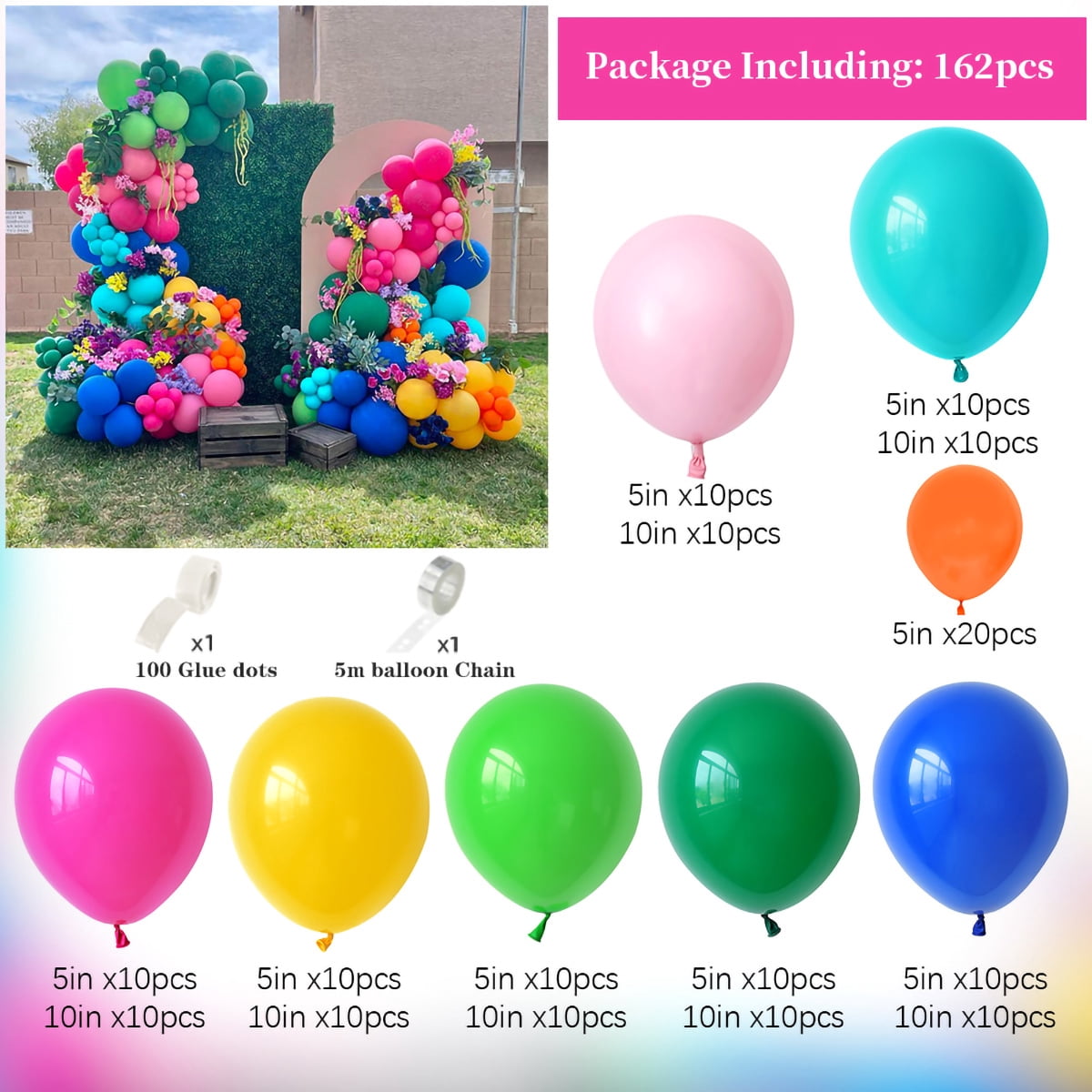 Beyondtrade Colorful Balloon Garland Arch Kit for Party Decorations (Multi-Color, 160 Pieces) i6yyq - Image 2