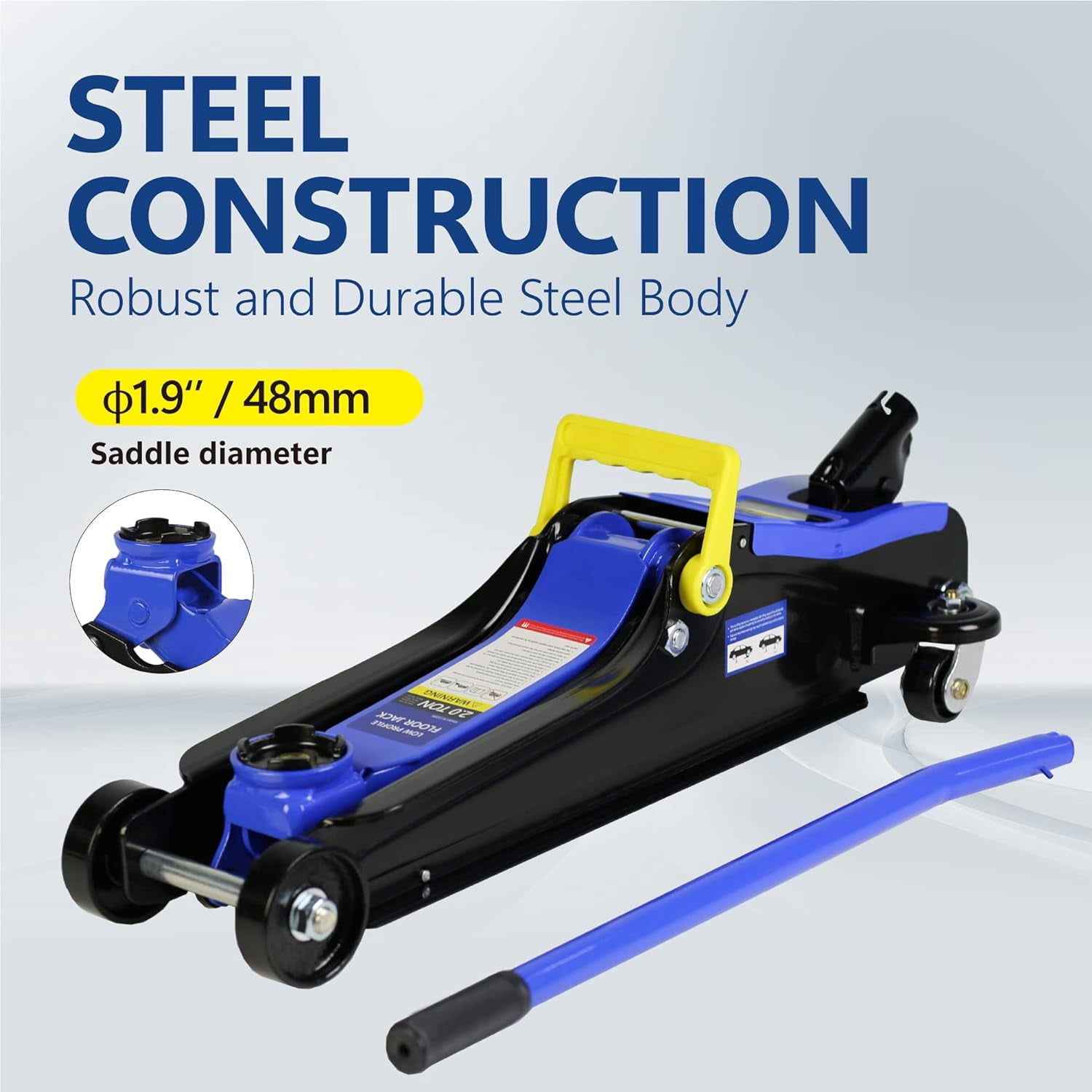 POVANLI Low Profile Floor Jack, Heavy Duty Steel Hydraulic Lift with Quick Pump (2 Ton, 3.3 in - 15.2 in) d8001