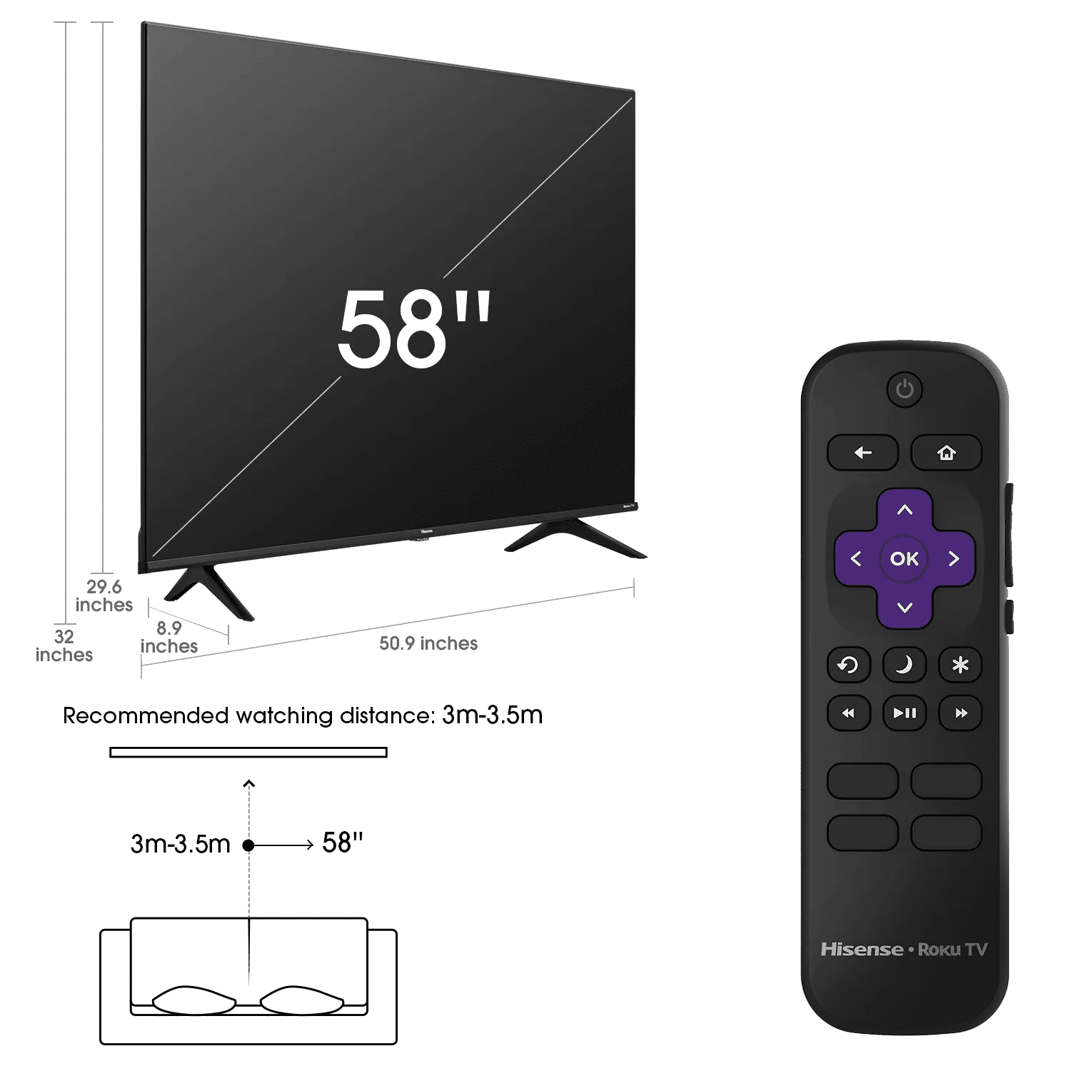 Hisense 58 in Class 4K UHD LED Roku Smart TV (R6 Series, 58 in) a6t52
