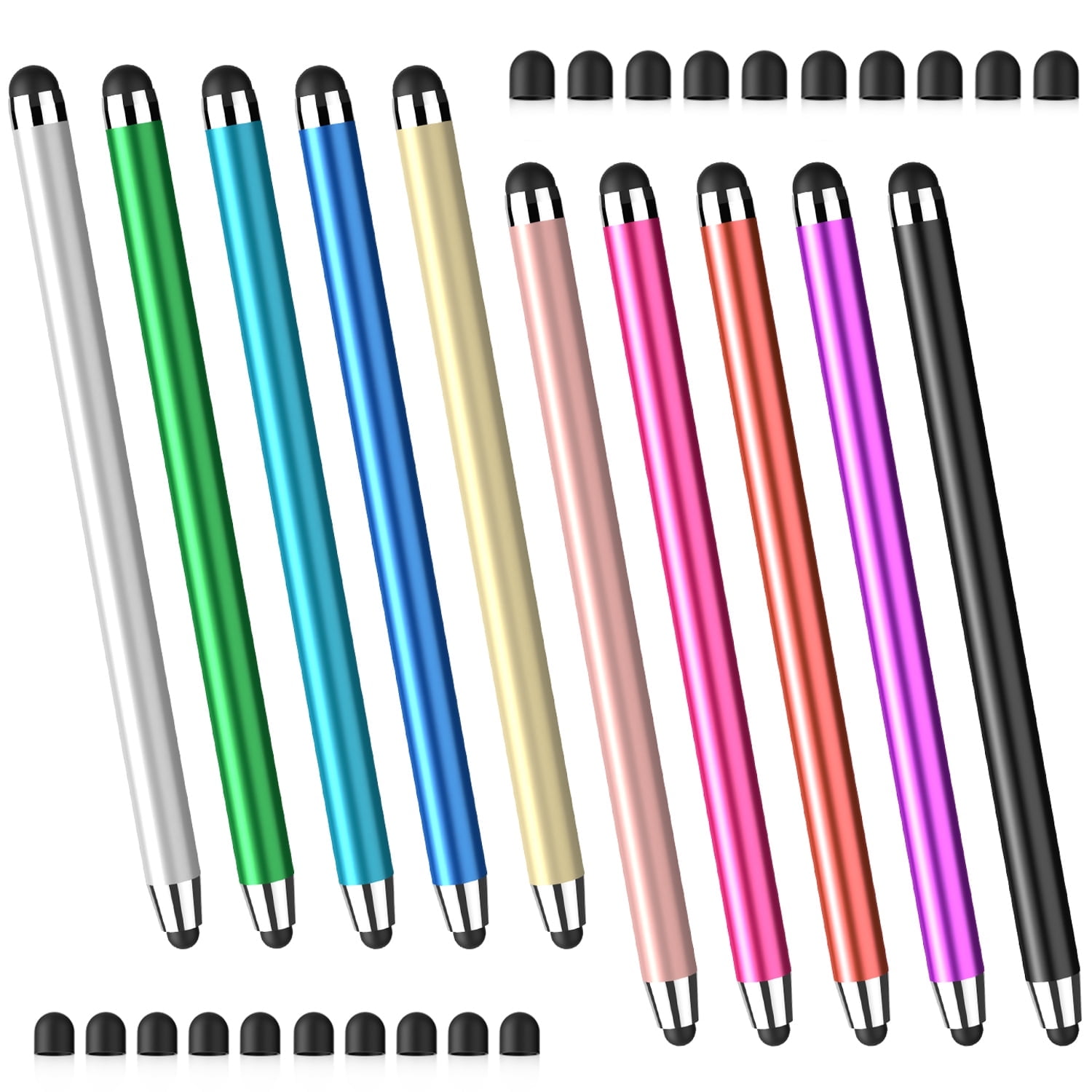 Antier 2-in-1 Universal Stylus Pens for Touch Screens, Precise Capacitive Pens for Tablets and Smartphones (10-Pack, 20 Replacement Nibs) a9zln