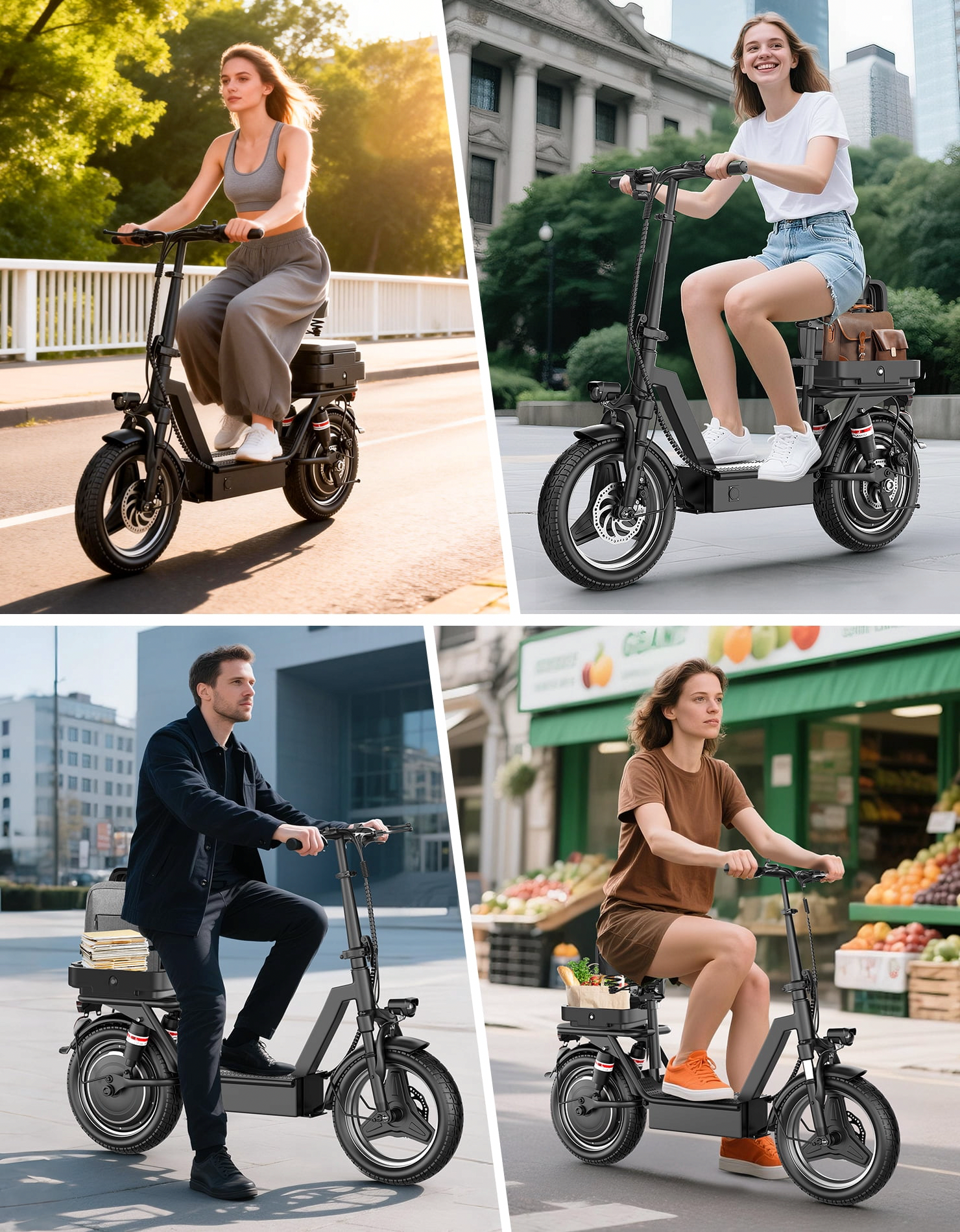 Pikabike Electric Scooter with Seat for Adults, High-Performance Commuter with Full Suspension (Black, 14 in Tires) lgccn