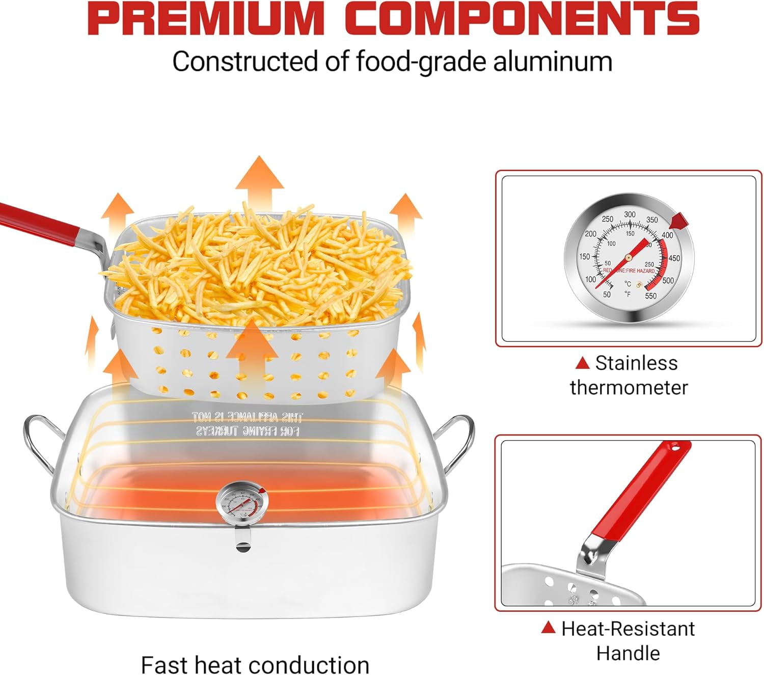 OT1808 Propane Deep Fryer with 18 qt Square Aluminum Pot (Dual Fry Baskets, Outdoor Cooking, Includes Thermometer) n07o9