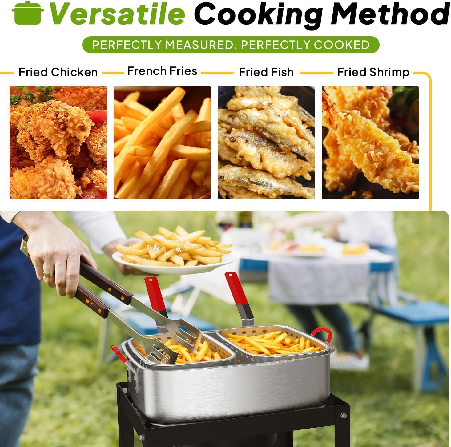Generic 18QT Propane Deep Fryer Outdoor Cooking Station with 2 Baskets, Thermometer, and 58,000 BTU Burner (18 Quart) reur6