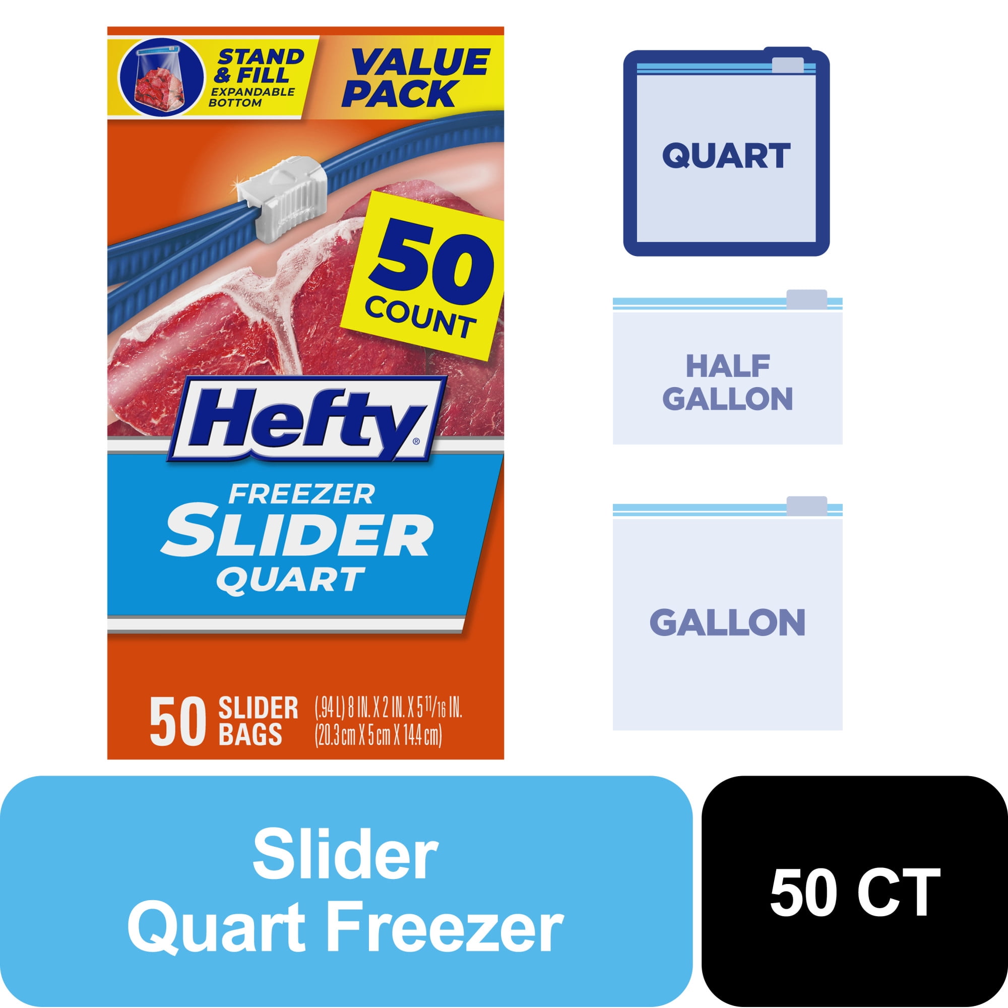 Hefty Slider Quart Freezer Bags (Clear, 50 Count) dm0z1