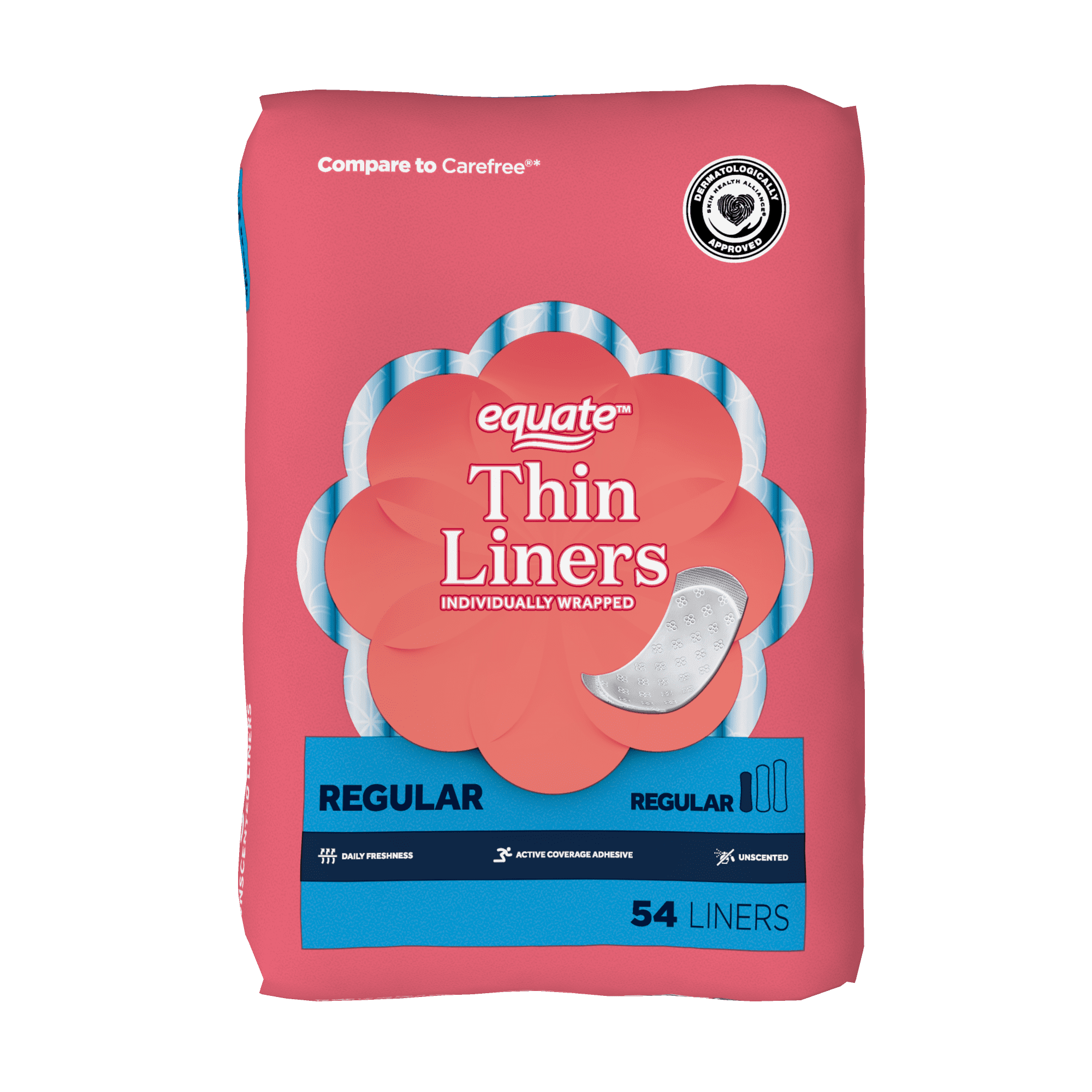 Equate Thin Panty Liners, Unscented Daily Feminine Hygiene Protection (Regular, 216 Count) jtgg2