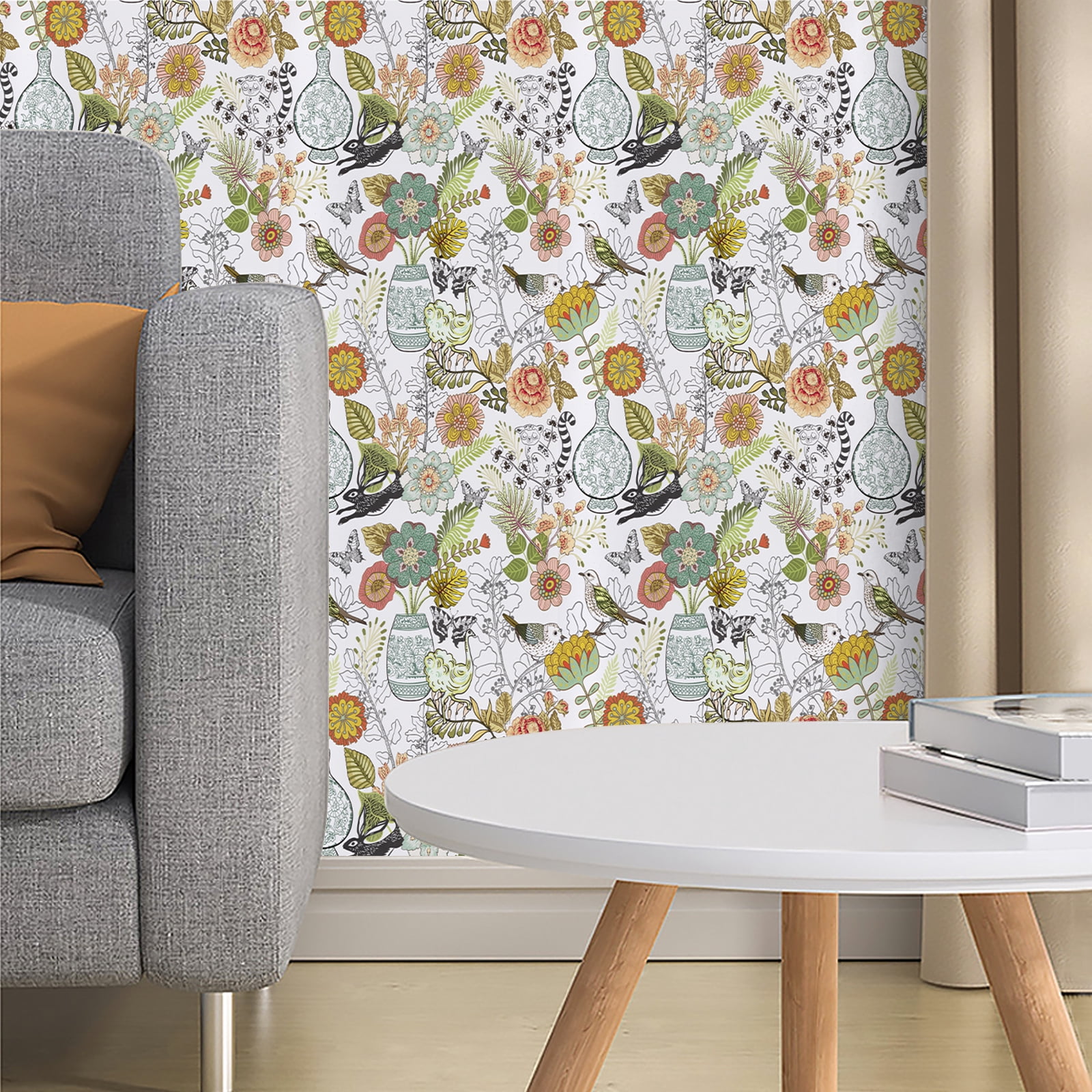 Abyssaly Floral Peel and Stick Wallpaper, Removable Vinyl Contact Paper for Home Decor (Floral, 17.7 in x 393.7 in) 99koh
