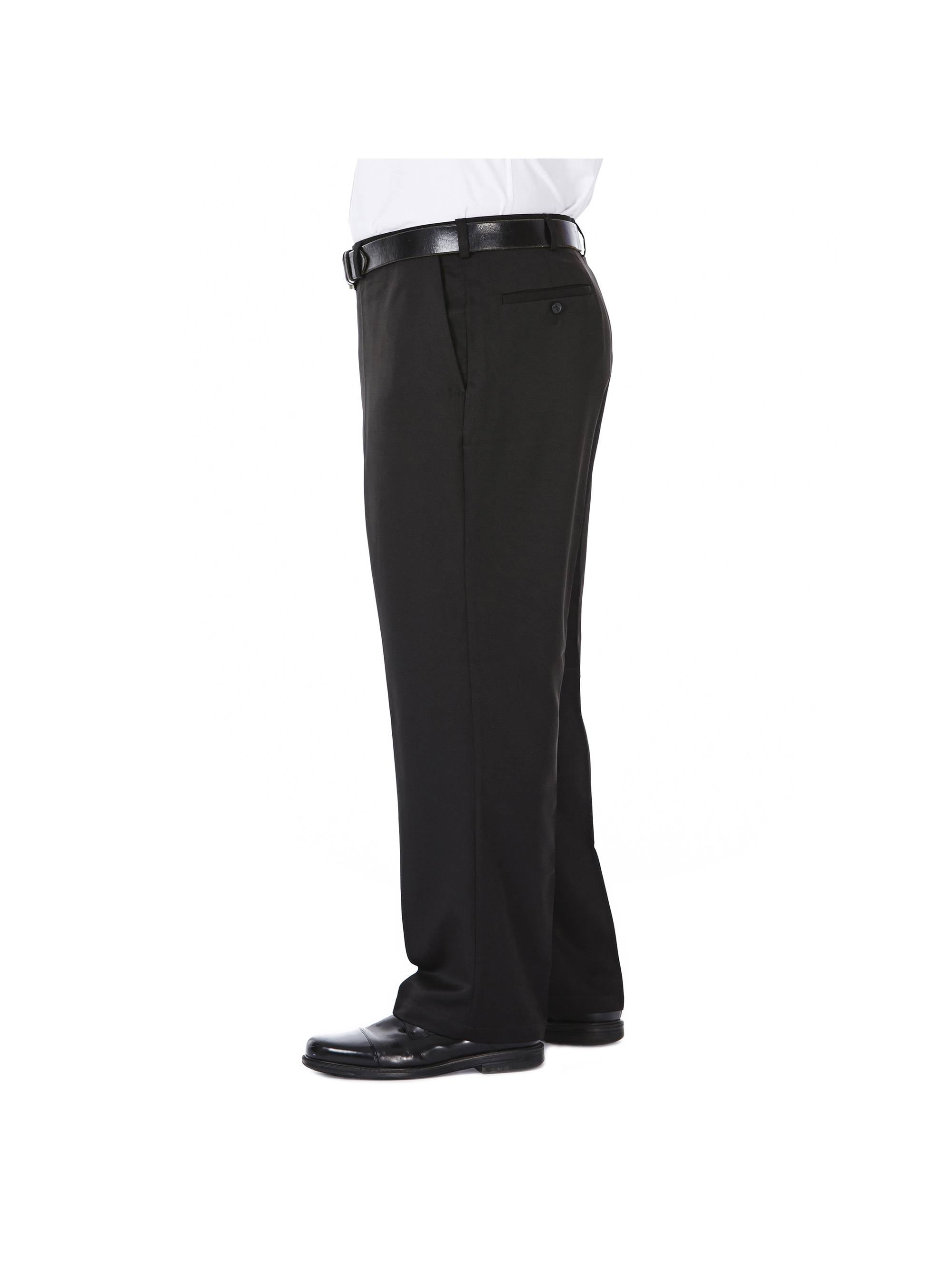 Haggar Men's Cool 18 Solid Pleat Front Classic Fit Pant (Black, Big & Tall) 9lv6a
