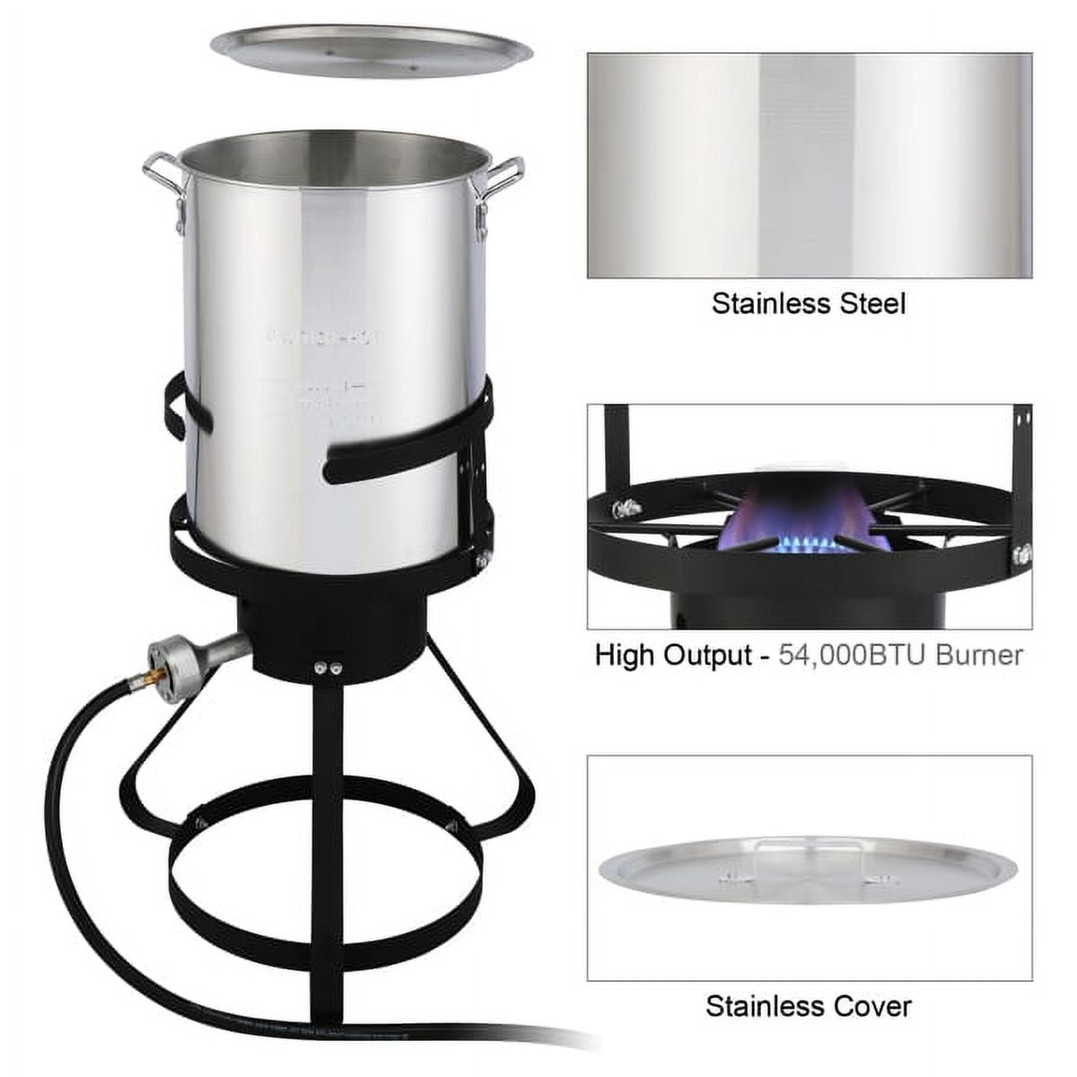 AMEEL Outdoor Gas Fryer Cooking Station with 30qt and 10qt Pots (Black, 13 in x 32 in) o1q1e