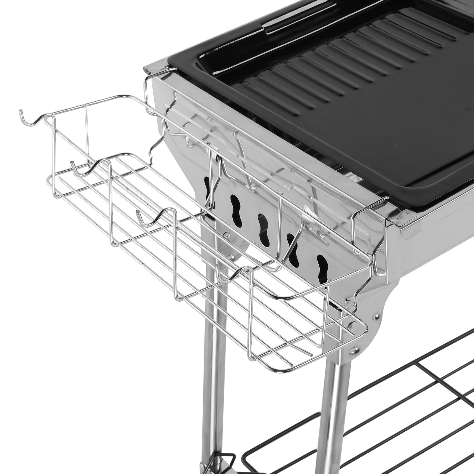 UBesGoo Portable Charcoal BBQ Grill, Heavy-Duty Stainless Steel Foldable Camping Grill (Silver, 39 in) t4a4c