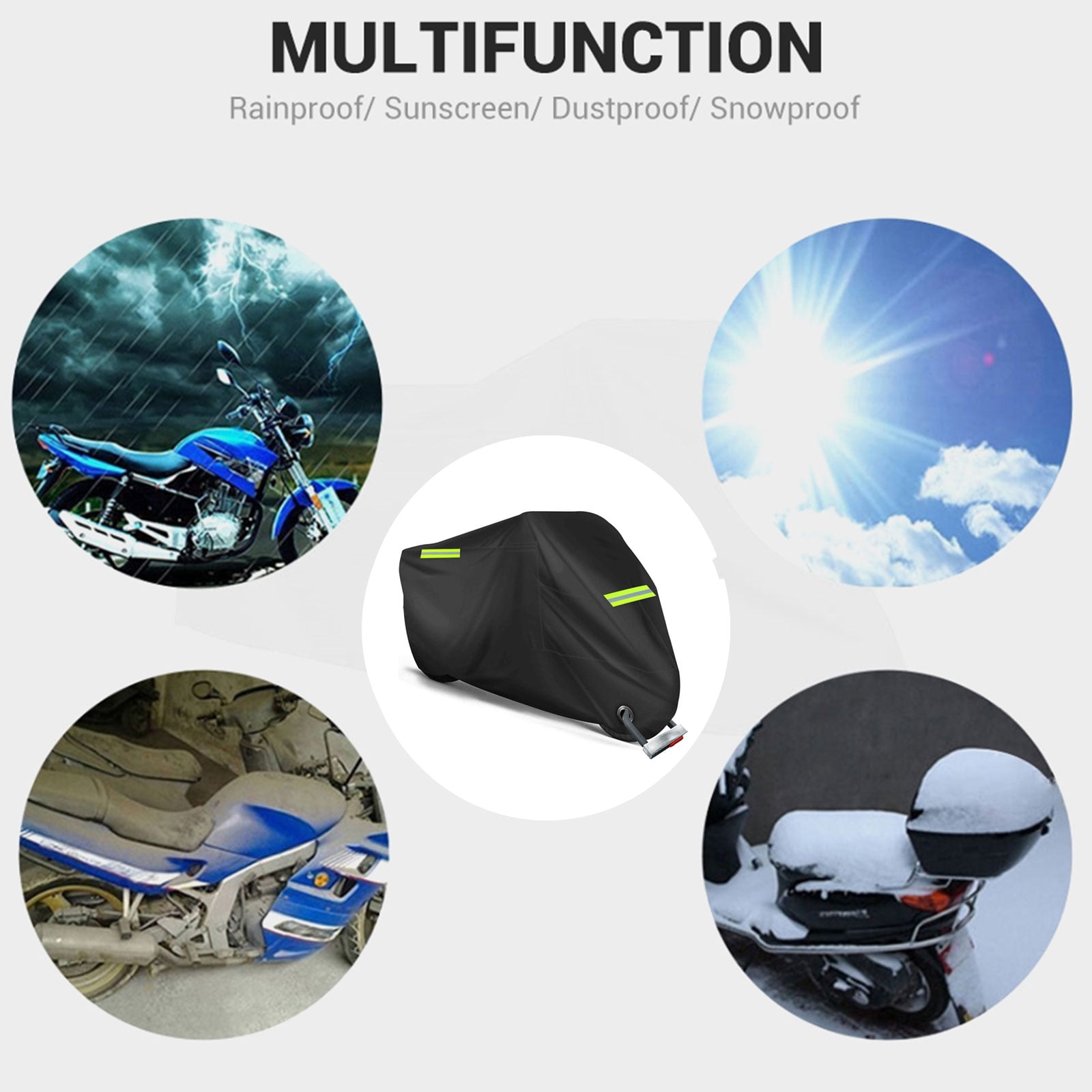 Pakasept Motorcycle Cover All-Season Waterproof Outdoor Protection with Lock-Holes and Storage Bag (Black, 96.5 in) q1tpn