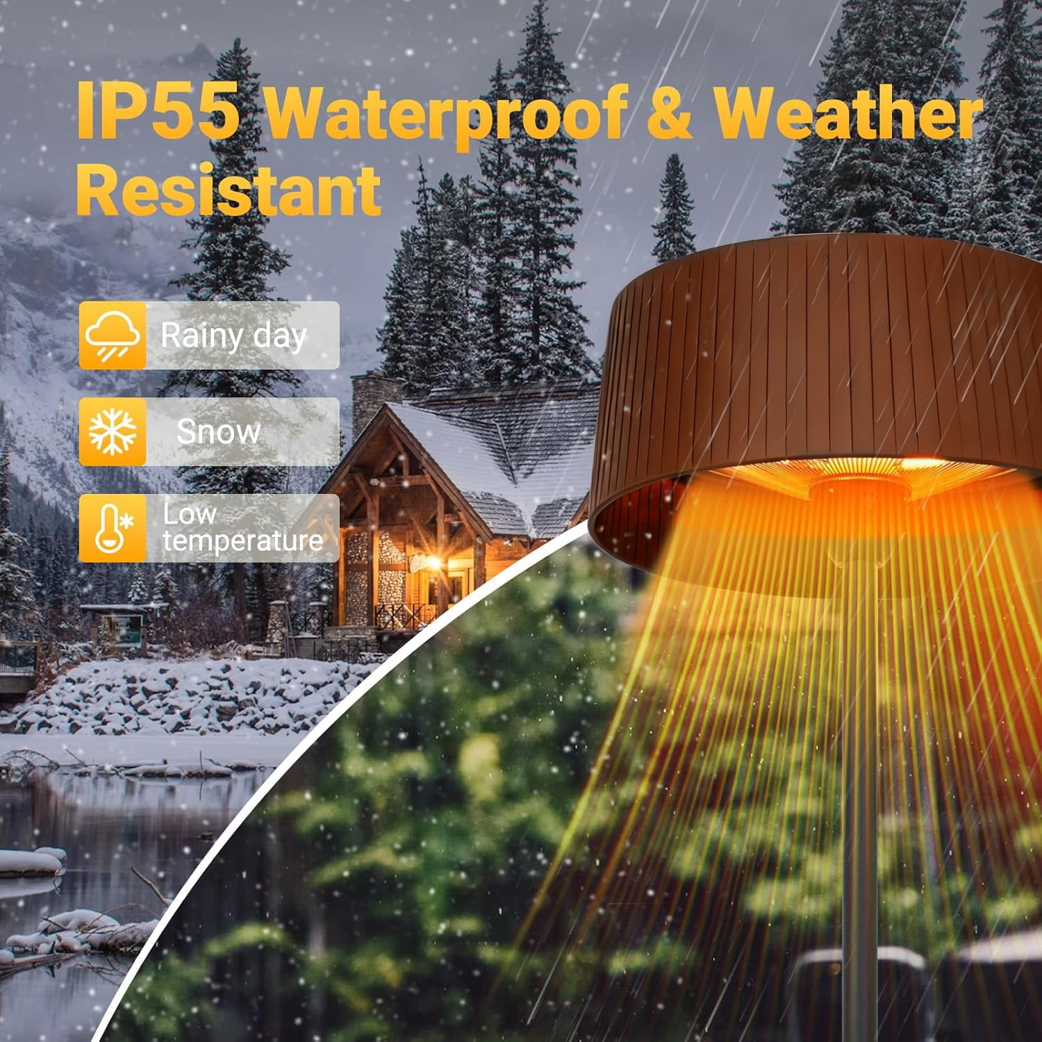 Advwin Electric Patio Heater, Infrared Tabletop Space Heater with Tip-Over Protection (Black, 1500W) 1rw5h