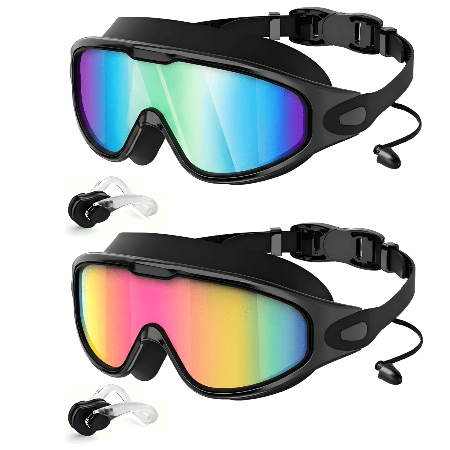 Mapskey Swim Goggles with Anti-Fog Wide Angle Lenses, Leak-Proof Comfort Fit for Adults (Black, One Size) 2rqlq