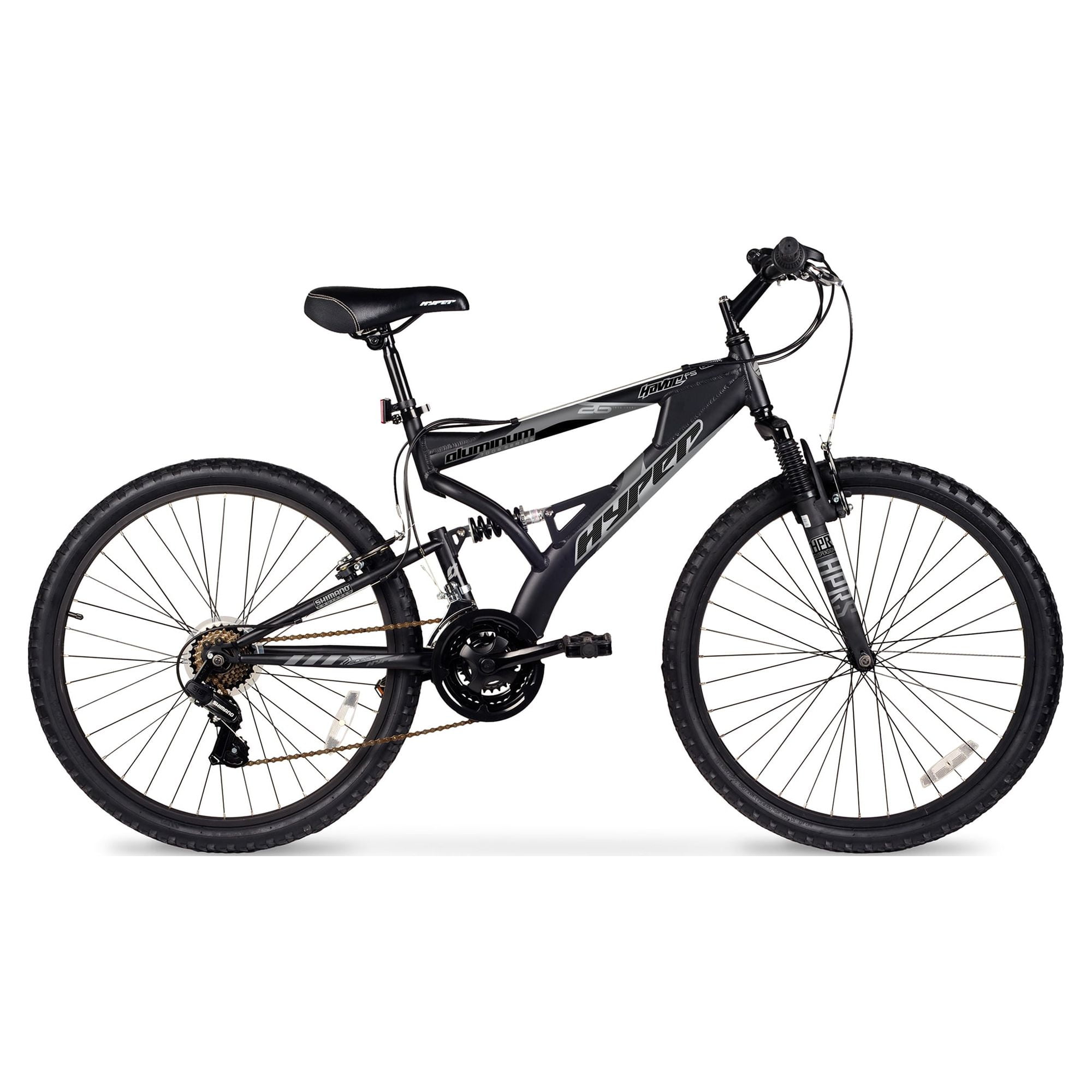Hyper Bicycles Havoc Mountain Bike, Dual Suspension, 21-Speed, (Black, 26 in) bx6m3