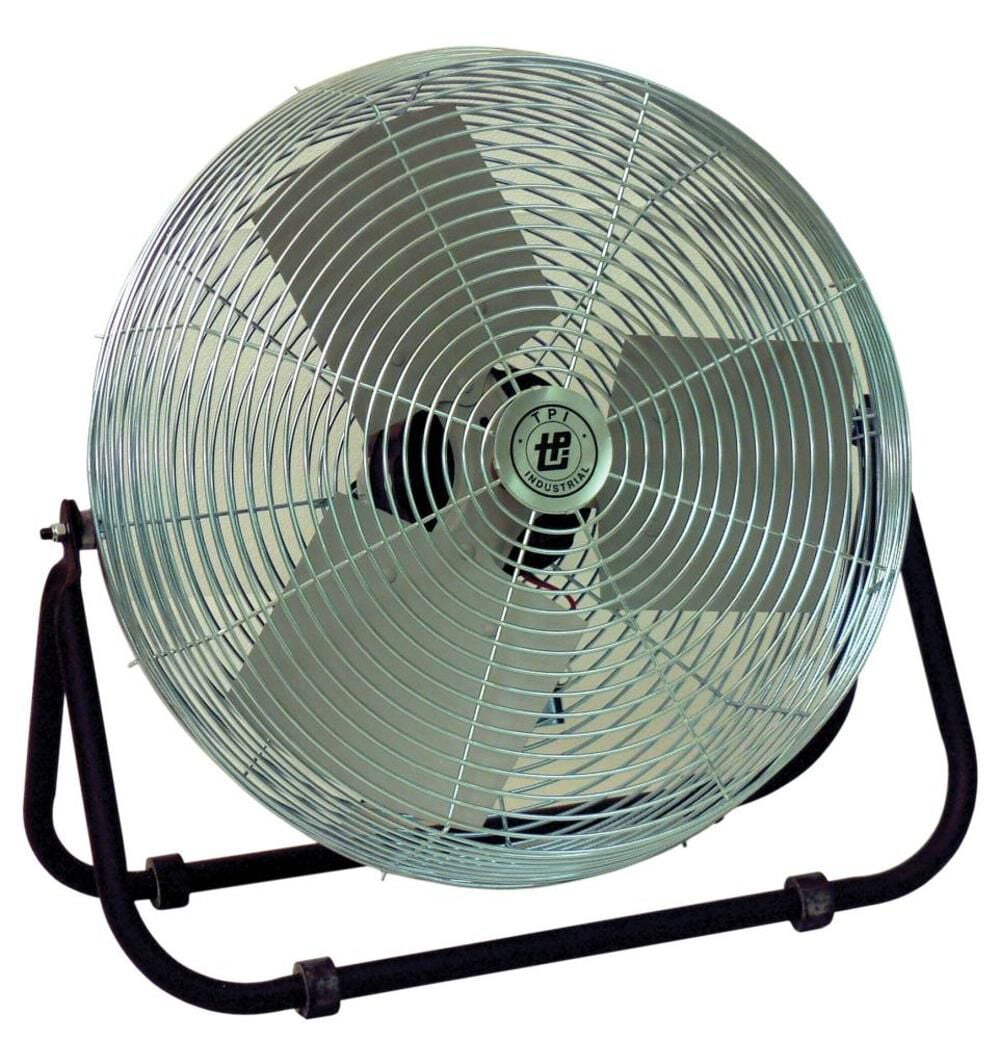 TPI Corporation Industrial Floor Fan, High-Velocity Air Circulator with 3-Speed Control (Silver, 12 in) w1usp