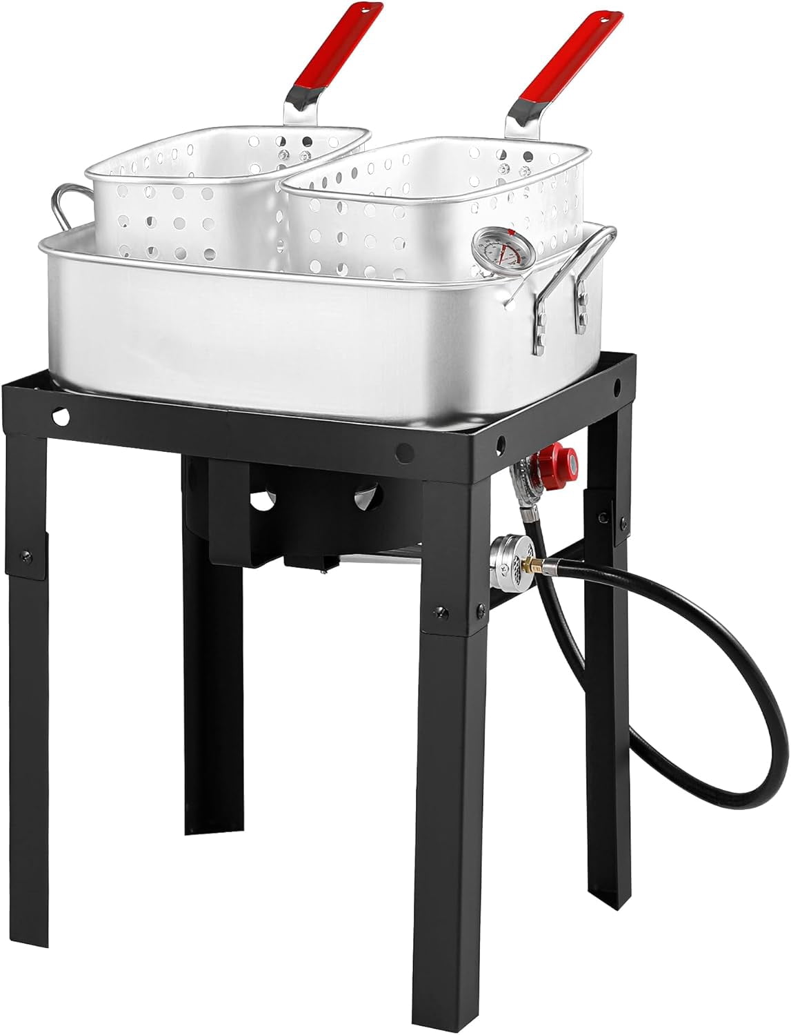 OT1808 Propane Deep Fryer with 18 qt Square Aluminum Pot (Dual Fry Baskets, Outdoor Cooking, Includes Thermometer) n07o9