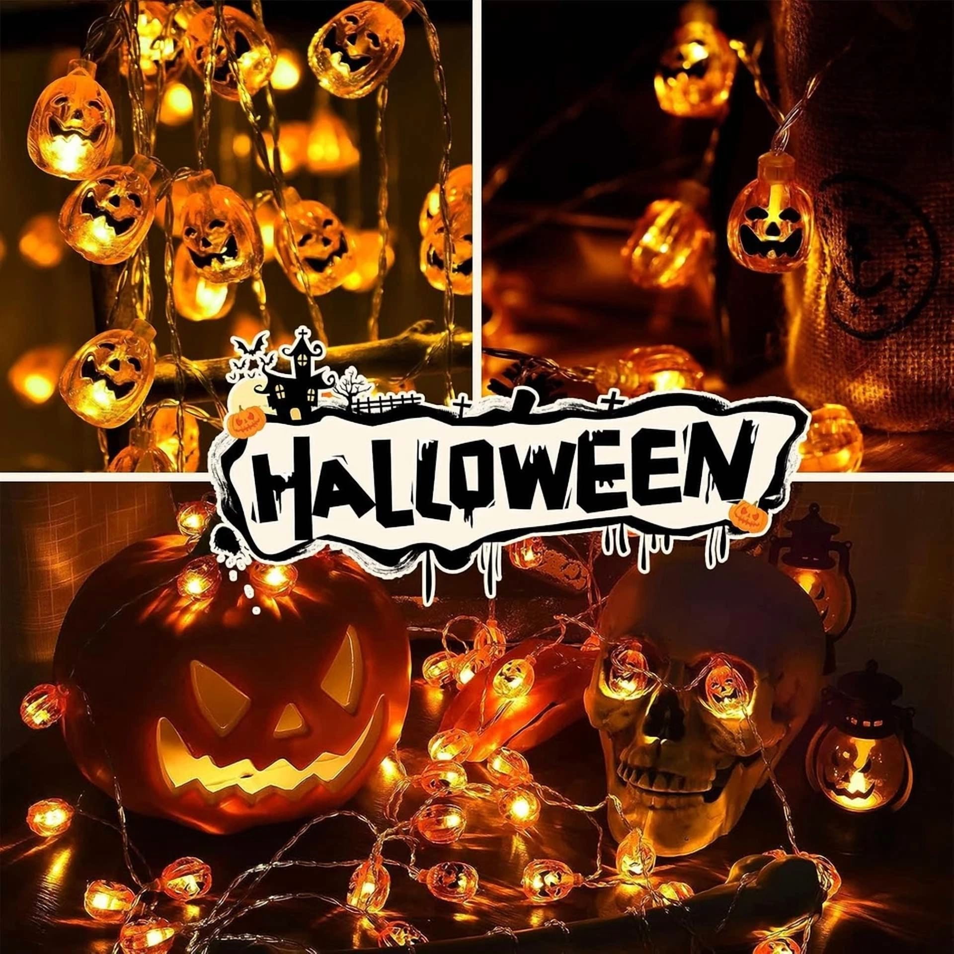 KLYNE Halloween Pumpkin String Lights, Waterproof LED Decorative Lighting for Indoor and Outdoor Use (Orange, 20 Count) 52nlw