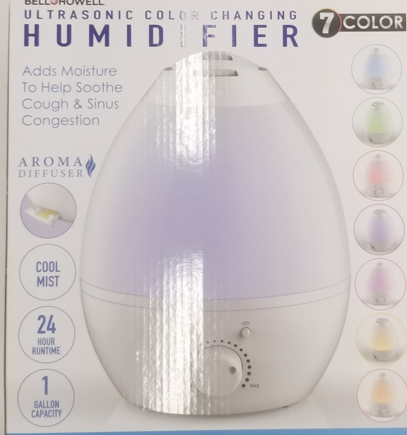 Bell + Howell Cool Mist Ultrasonic Humidifier, Whisper-Quiet Air Moisturizer for Home and Office (White, 1 Pack) b3bx4