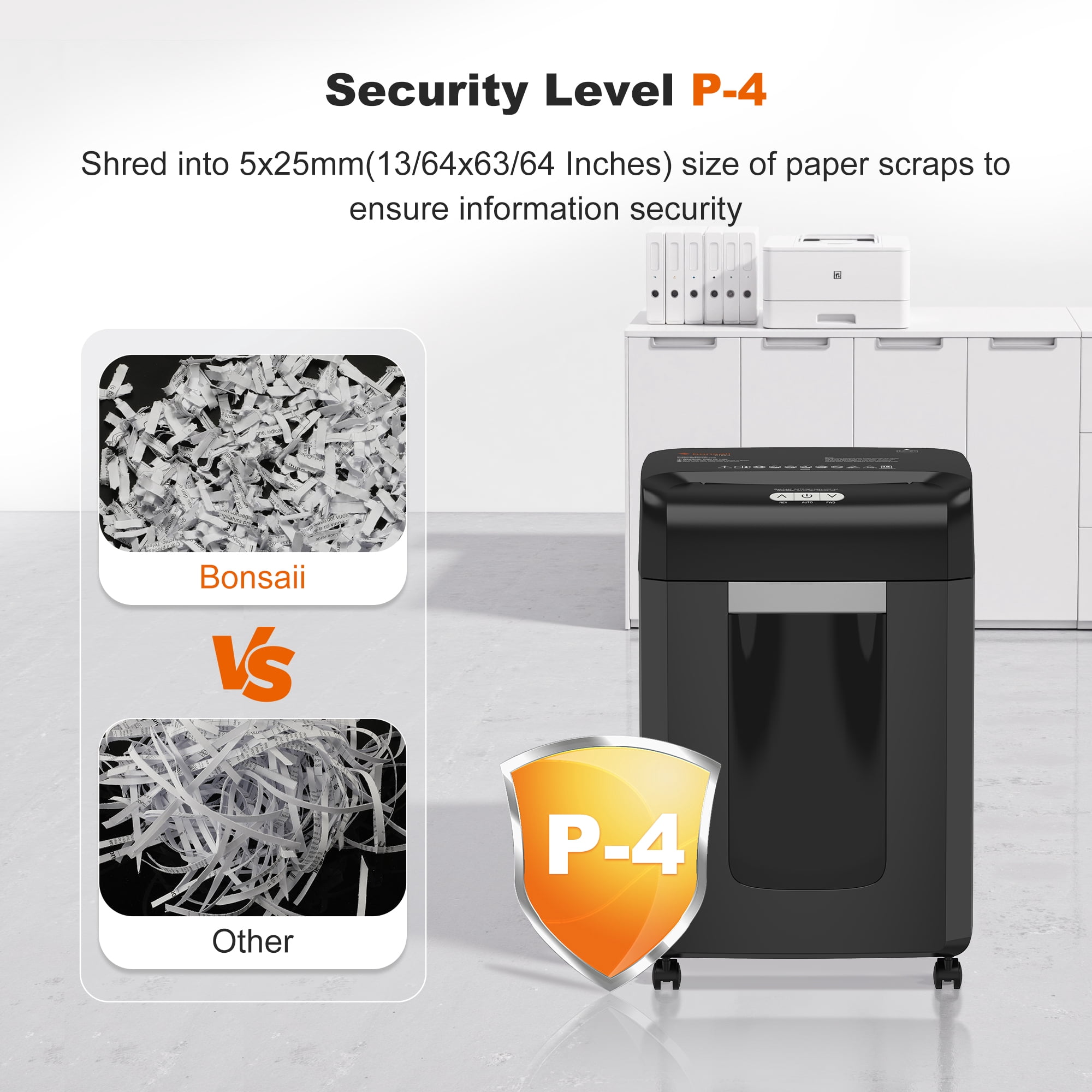 Bonsaii C185-J 18-Sheet Cross-Cut Paper Shredder (Black, 6.1 Gallon Bin) oe01s