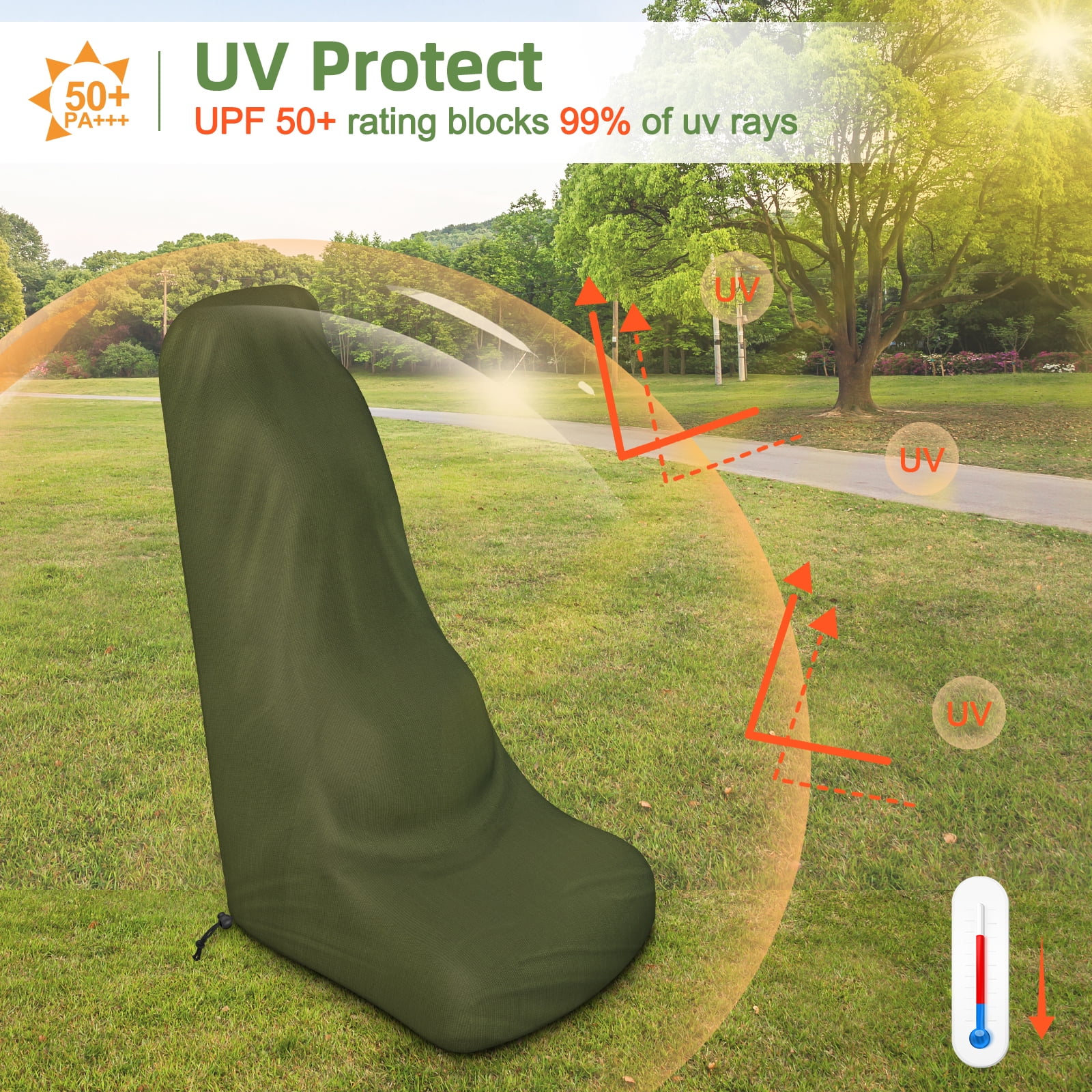 Zenicham Lawn Mower Cover, Heavy-Duty Waterproof Outdoor Push Mower Protection (Green, 78x23x50 in) 62kq8