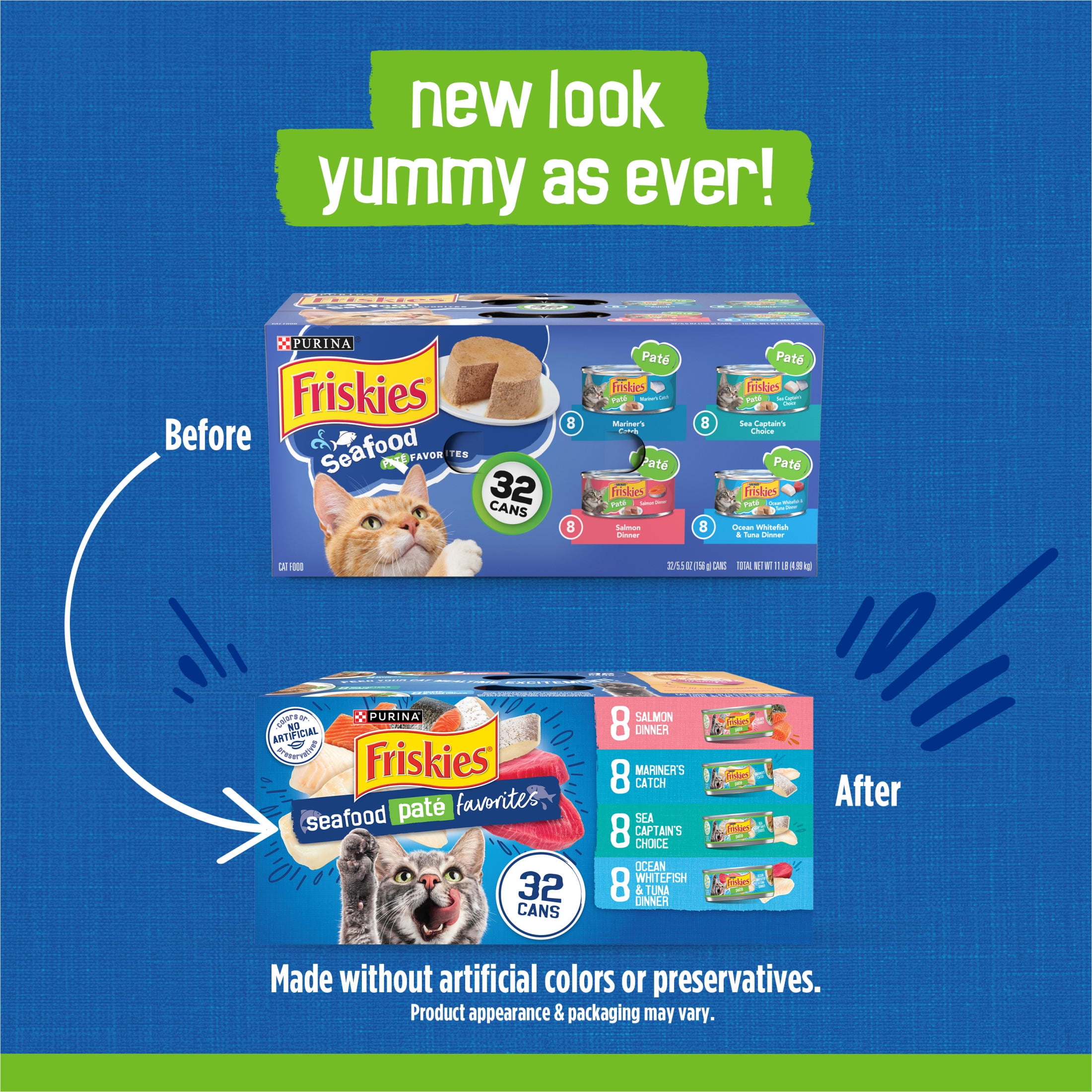 Friskies Pate Seafood Favorites Wet Cat Food Variety Pack (32 Count, 5.5 oz) tkvma