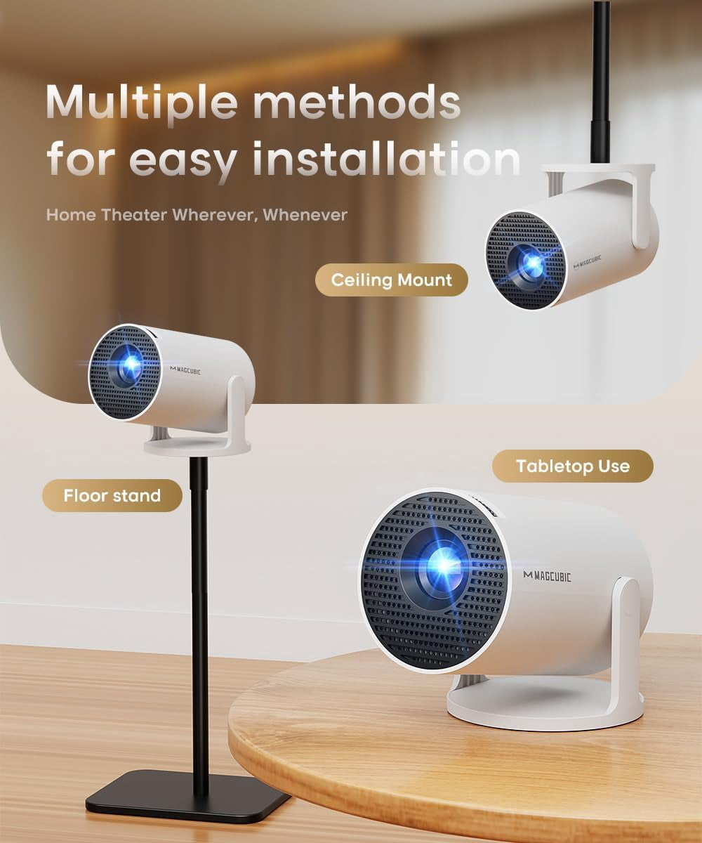 Magcubic Mini Projector 1080P WiFi 6 Portable Home Theater Projector (White, 1 Unit) yfzxn