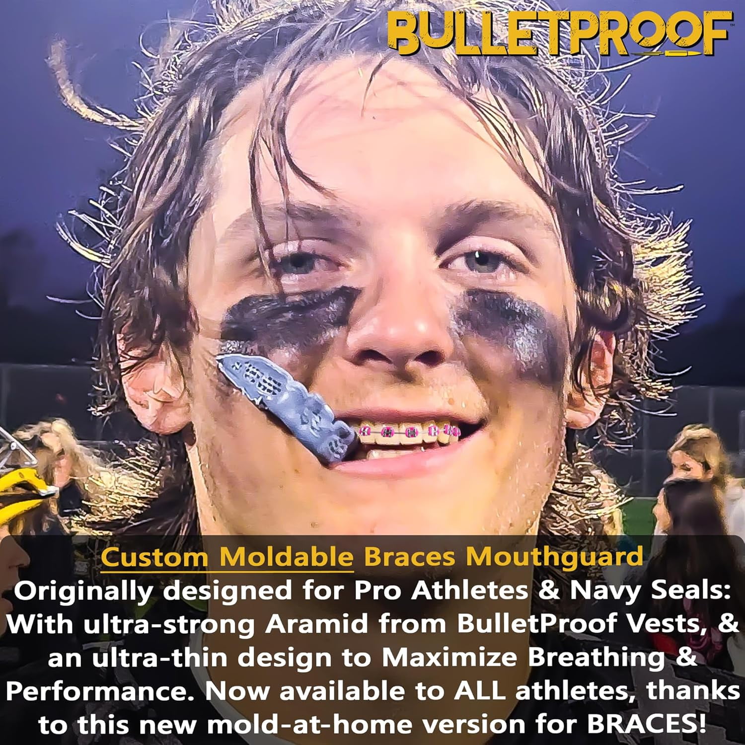 BulletProof MouthGuards Sports Mouth Guard for Braces (Black, One Size) olij3