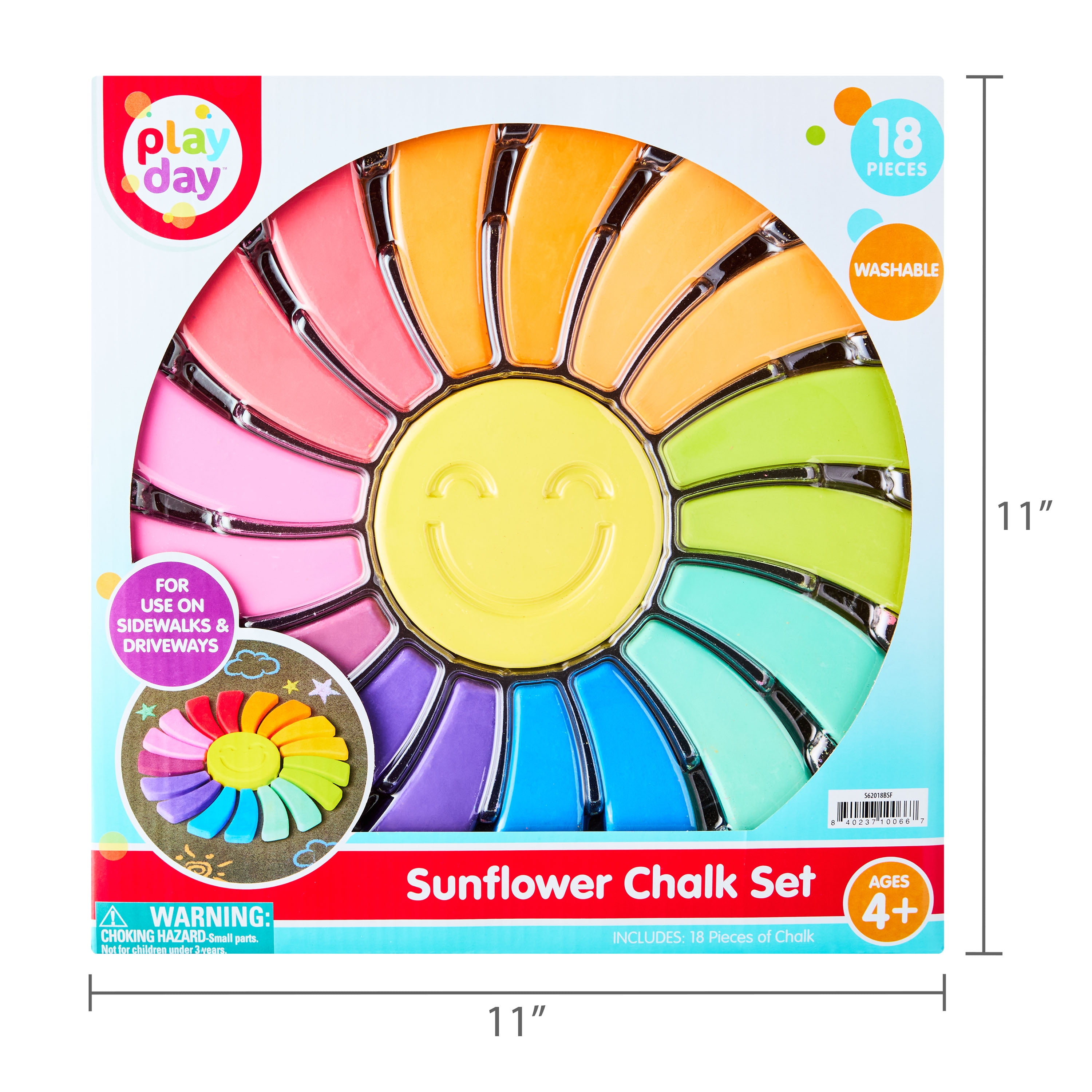 Play Day Sunflower Sidewalk Chalk Set (Multicolor, 18-Piece) n5884