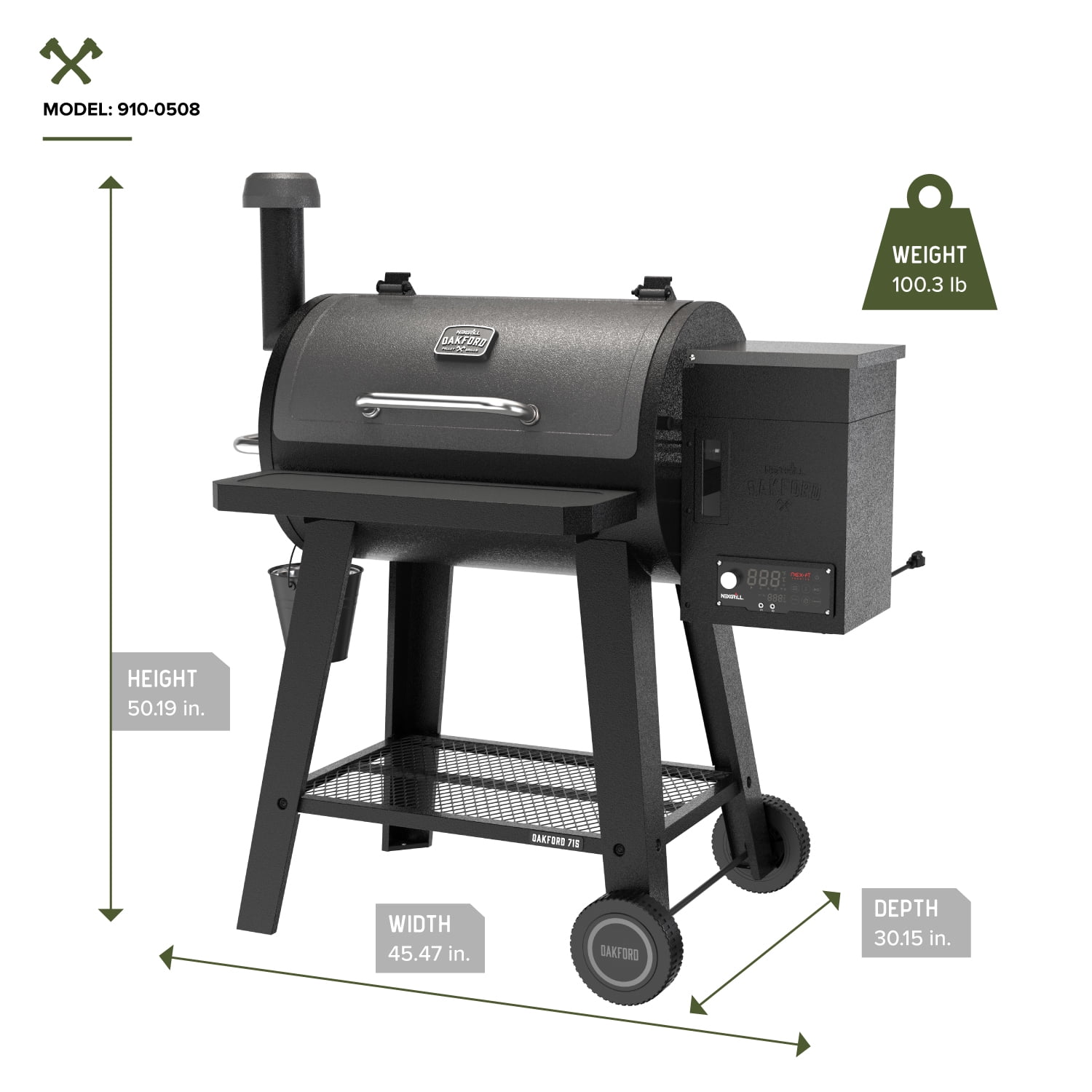 Nexgrill Oakford 715 Wood Pellet Grill and Smoker with Bluetooth Connectivity (Grey, 715 sq in) i0no4