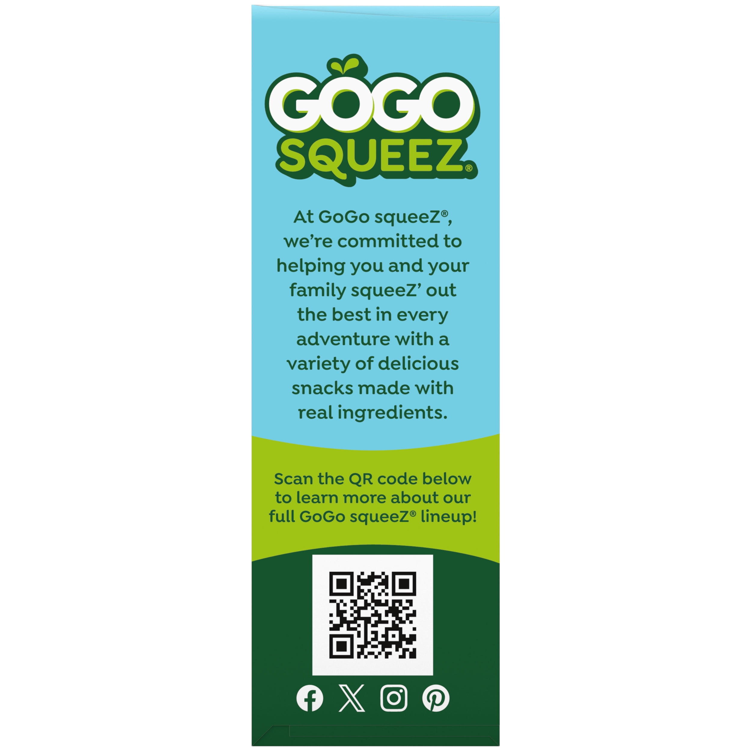 GoGo squeeZ Fruit Puree Applesauce Pouches, No Sugar Added, Healthy Snack (Apple, 4 Pack, 3.2 oz) x6263