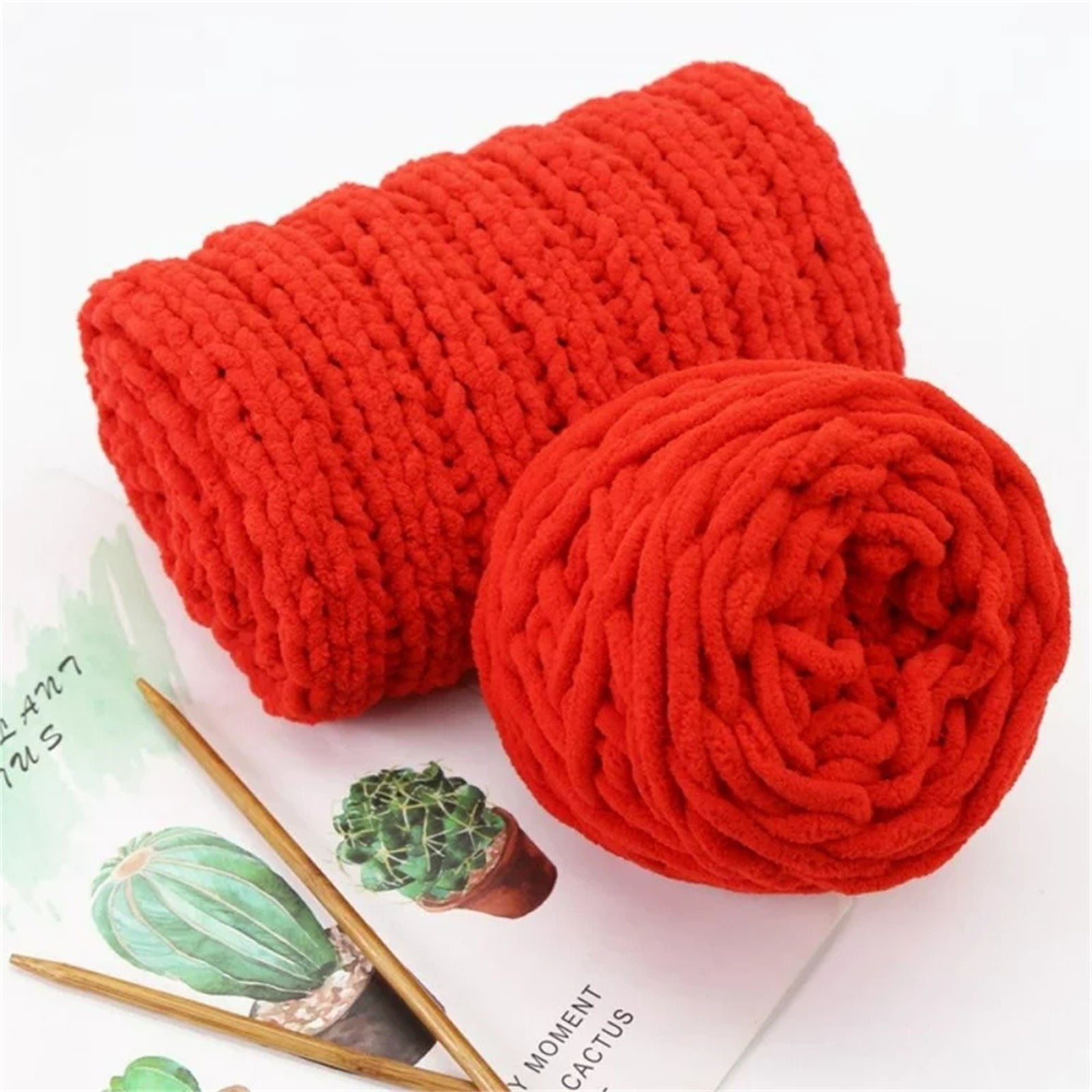 pdqouc Soft Velvet Knit Yarn for DIY Crochet Projects (Red, 16 oz) mhpx7