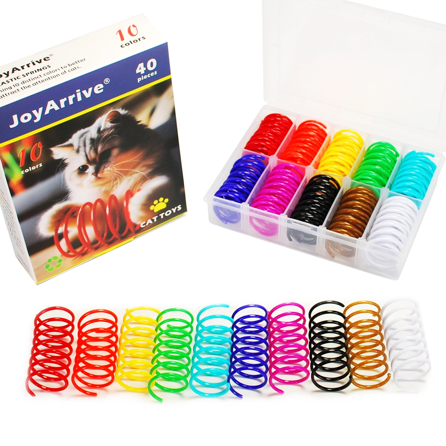 JoyArrive Cat Spring Toys for Indoor Cats, Interactive Self-Play Hunting Coils for Kittens (Multicolor, 40 Pack) cpyye