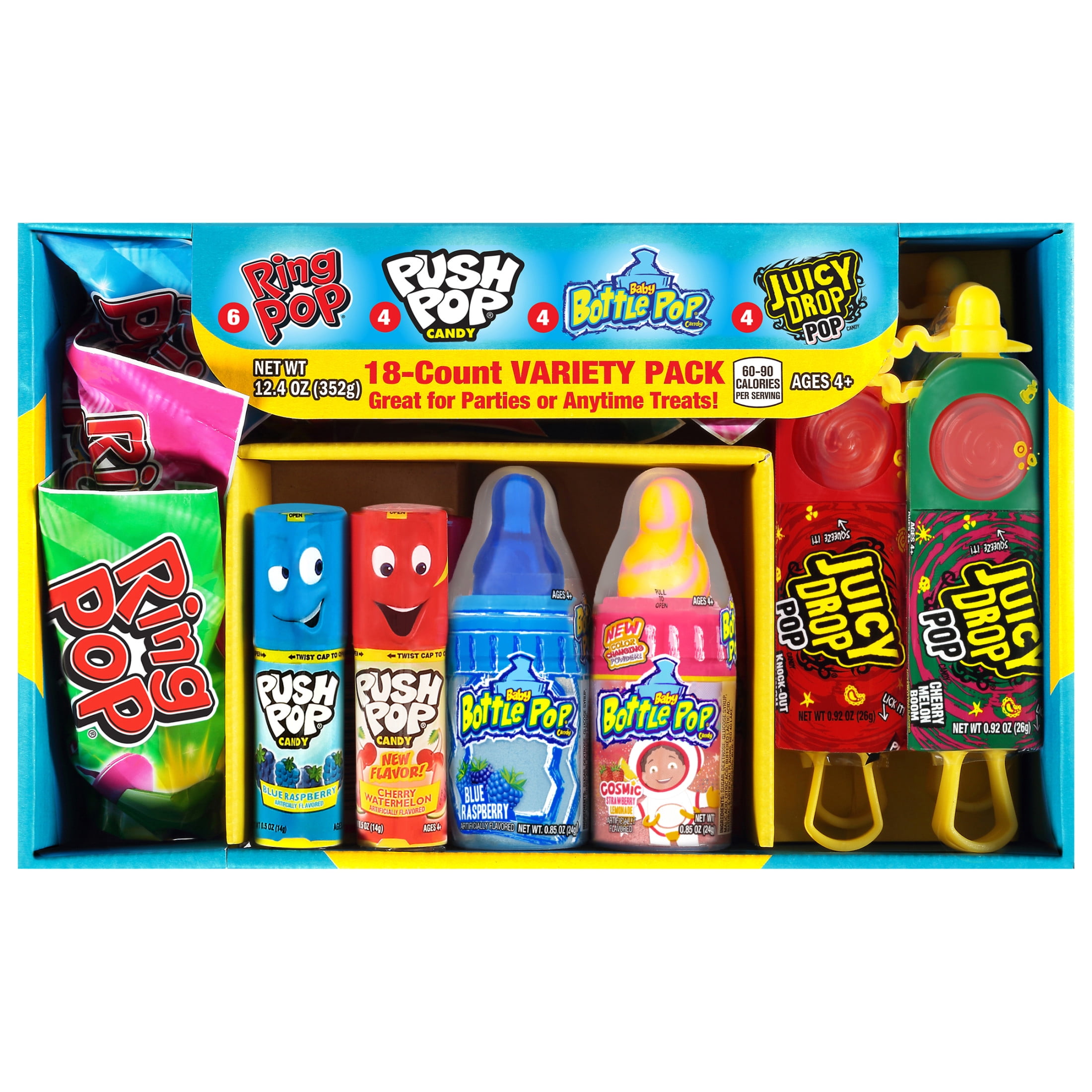 Bazooka Candy Brands Lollipop Variety Pack, Assorted Fruit Flavors (12.4 oz, 18 Pieces) mveor