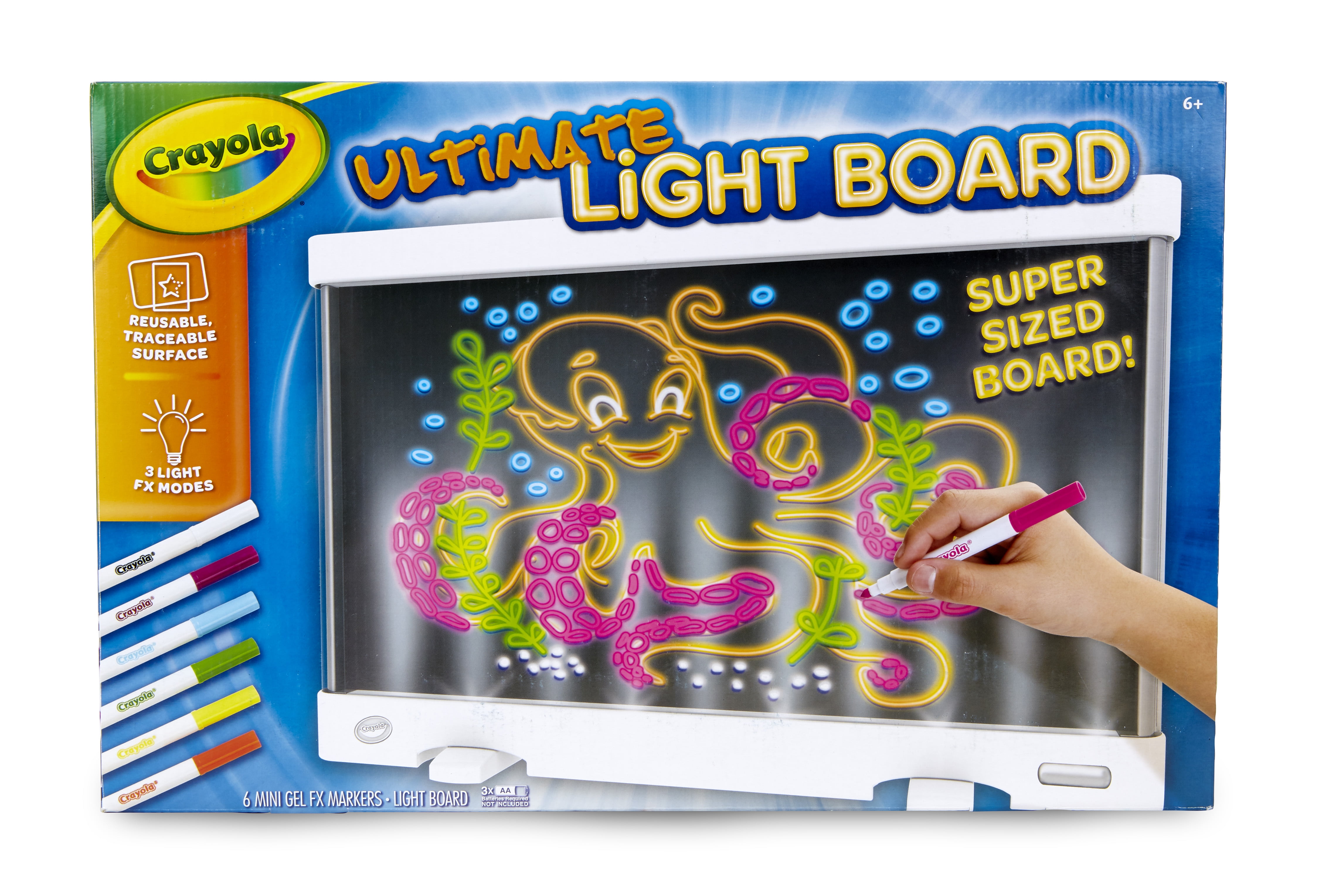 Crayola Ultimate Light Board LED Drawing Tablet with 6 Washable Gel Markers (White, 1 Pack) opap7