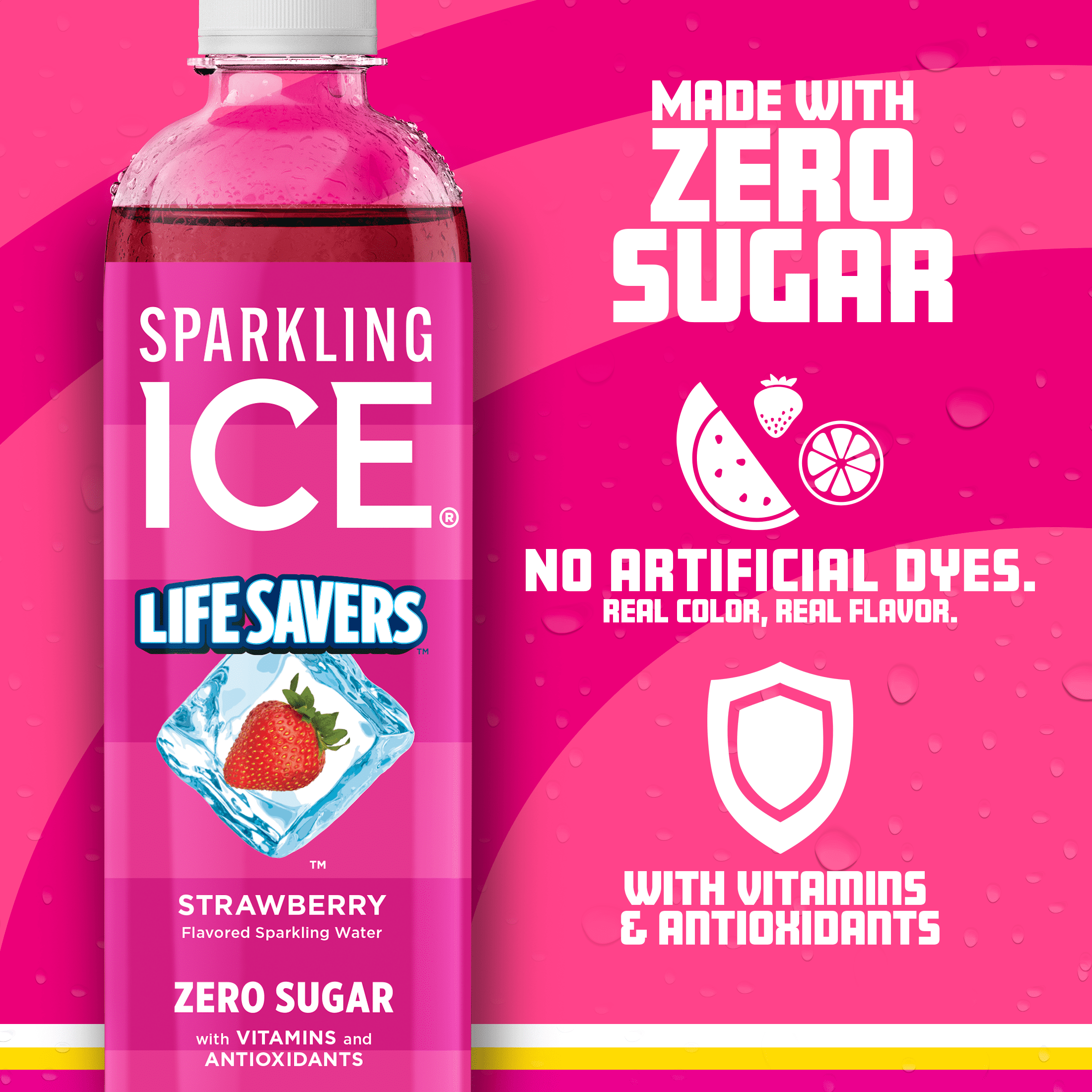 Sparkling Ice Life Savers Strawberry Flavored Sparkling Water (Zero Sugar, 17 fl oz) 0plj9