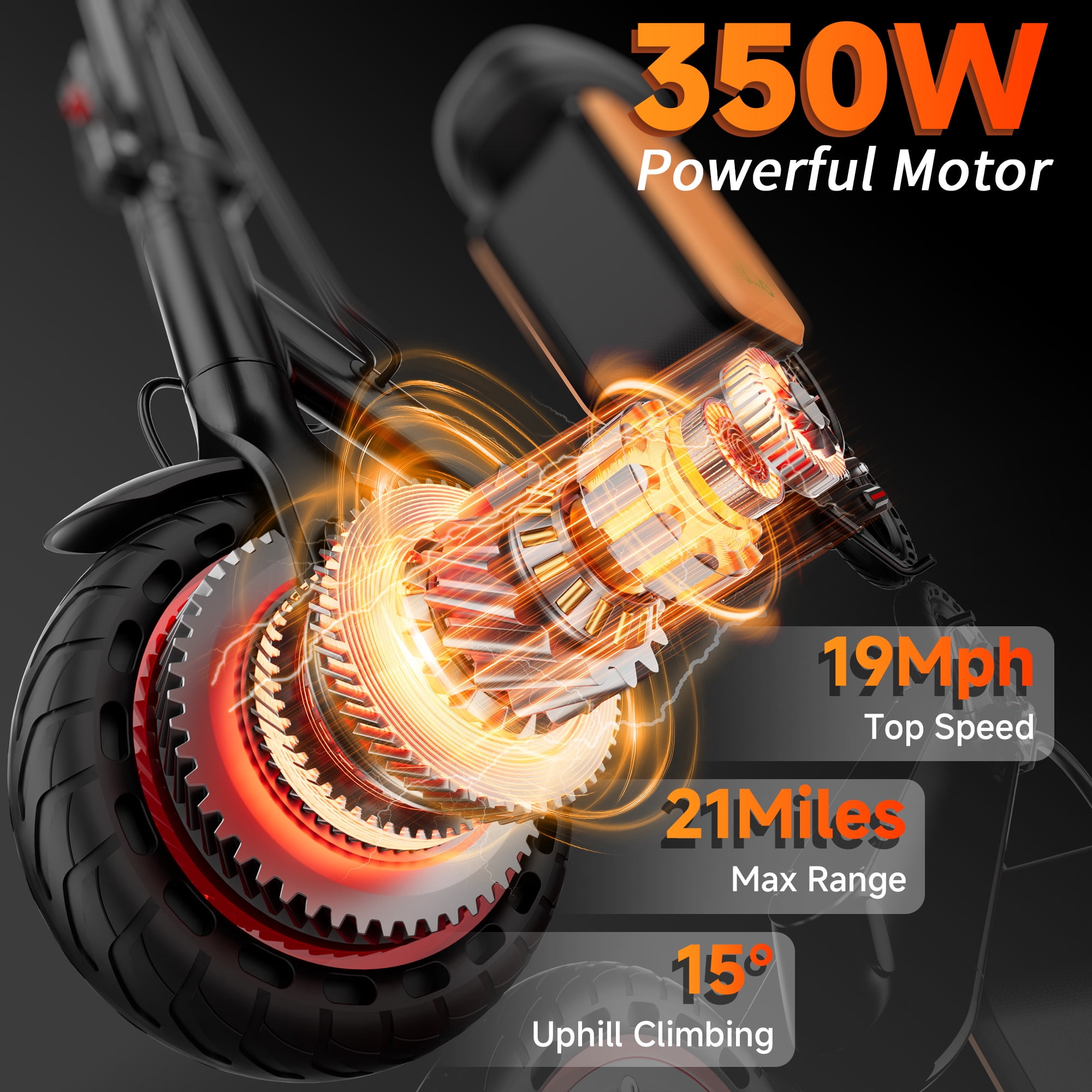 Riuiio Electric Scooter with Seat, 19MPH Commuter E-Scooter, 21-Mile Range, 350W Motor, Foldable Design with Storage Bag (Black, 31 lb) jseoc