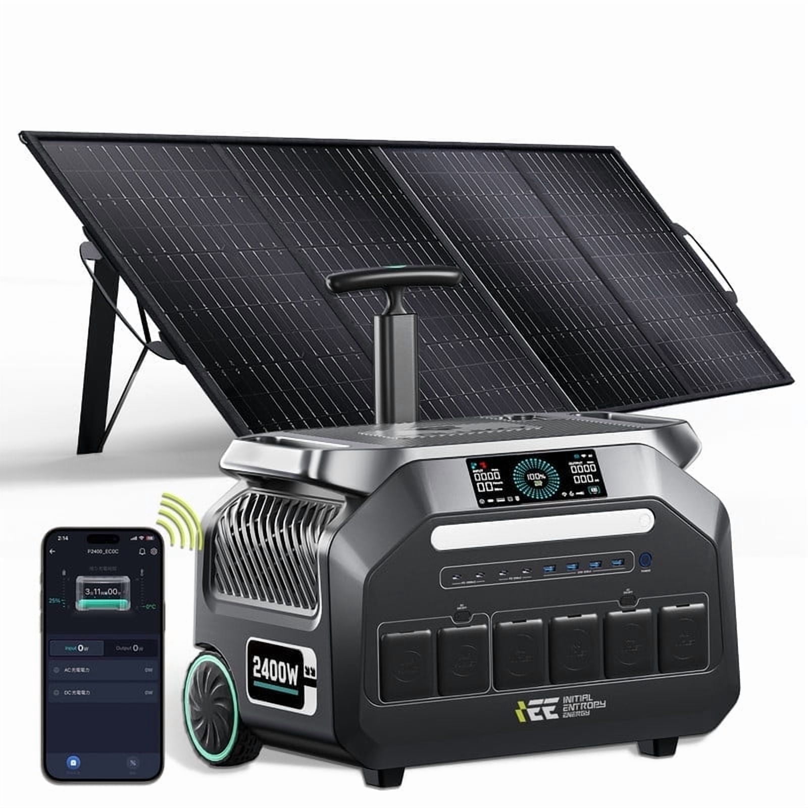SOLTERA P2400 Solar Generator with 200W Panel, 2400W LiFePO4 Power Station, Fast Charging, APP Control, 16 Ports, UPS Battery Backup (Grey, 2048Wh) 52zmu