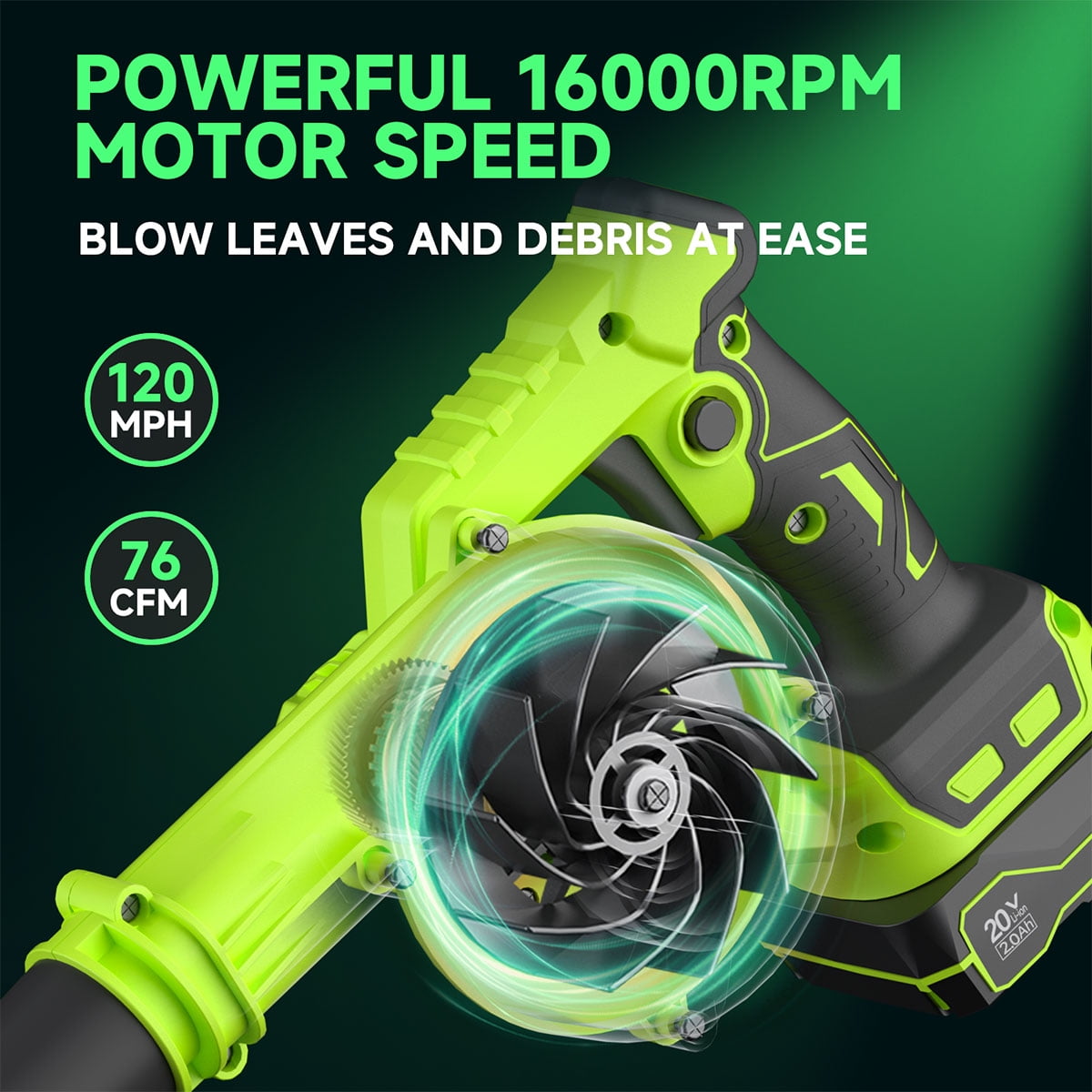Pulituo 20V Cordless Leaf Blower, Electric Yard Sweeper with Battery and Charger (3 lb, 35 in) 0ovc4