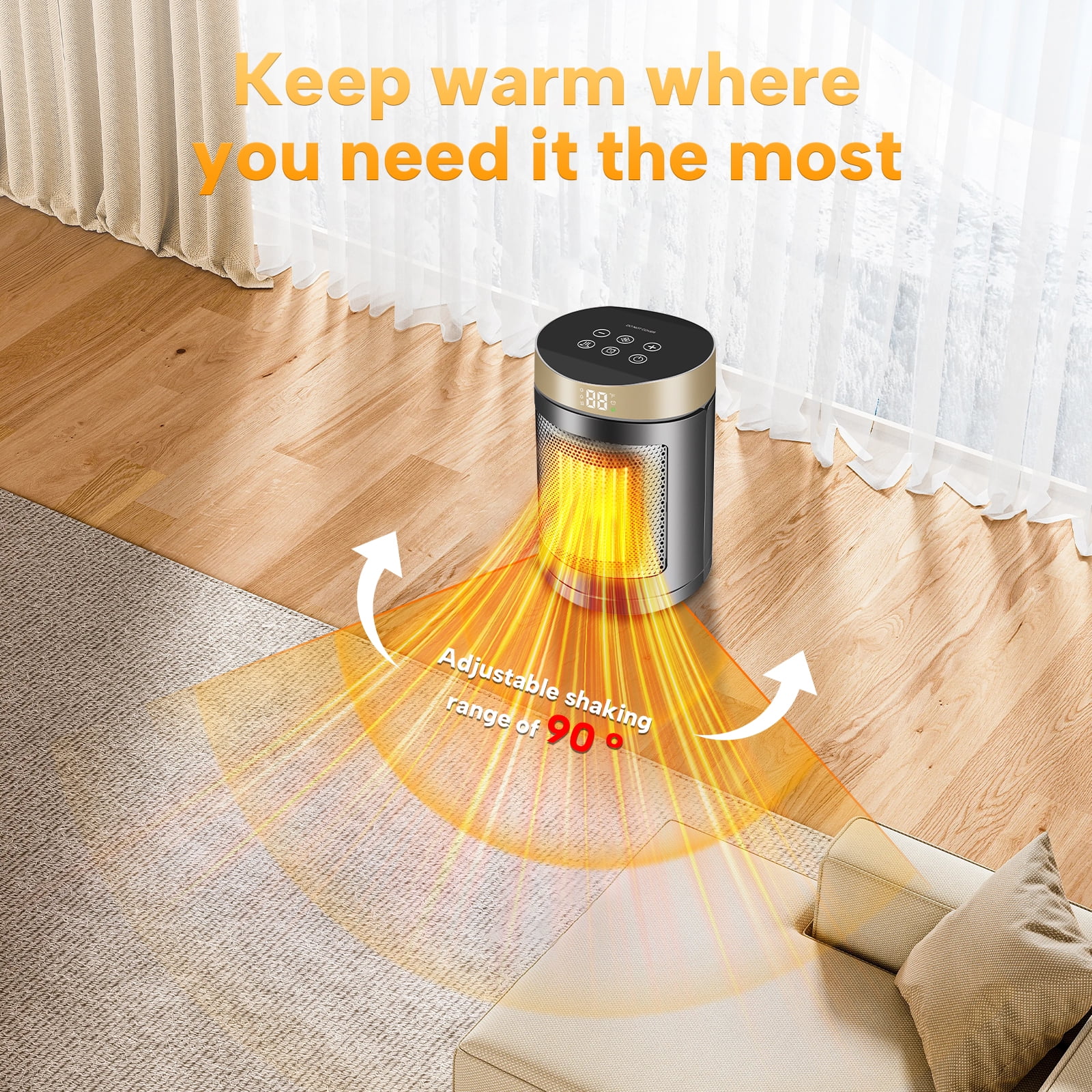 DNXNIAIFY Portable Electric Space Heater with Remote Control (Black, 1500W) ewmlq