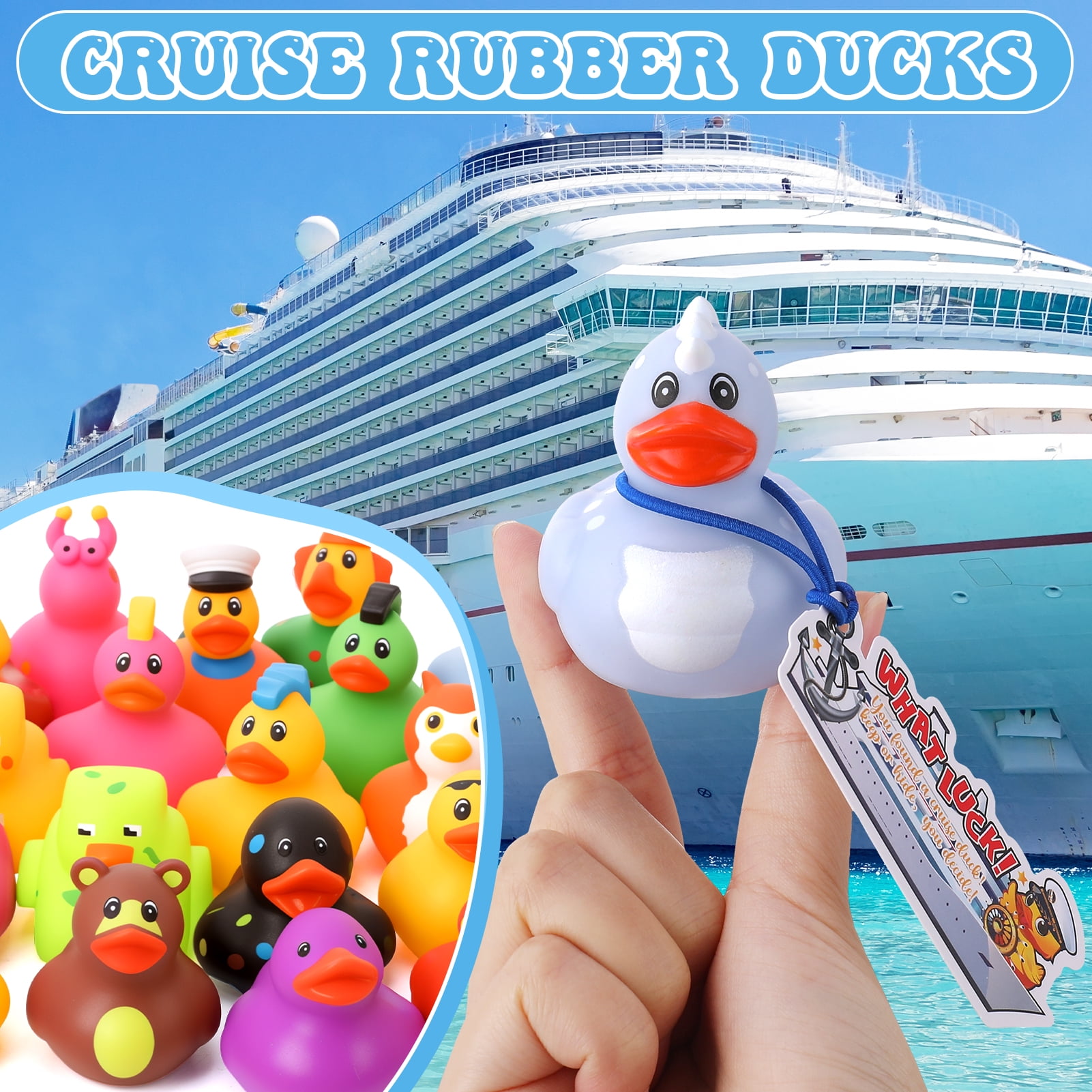 sixwipe Rubber Duck Bath Toy Set for Cruise and Jeep Games (72 Piece Set, 2 in) kd5yh