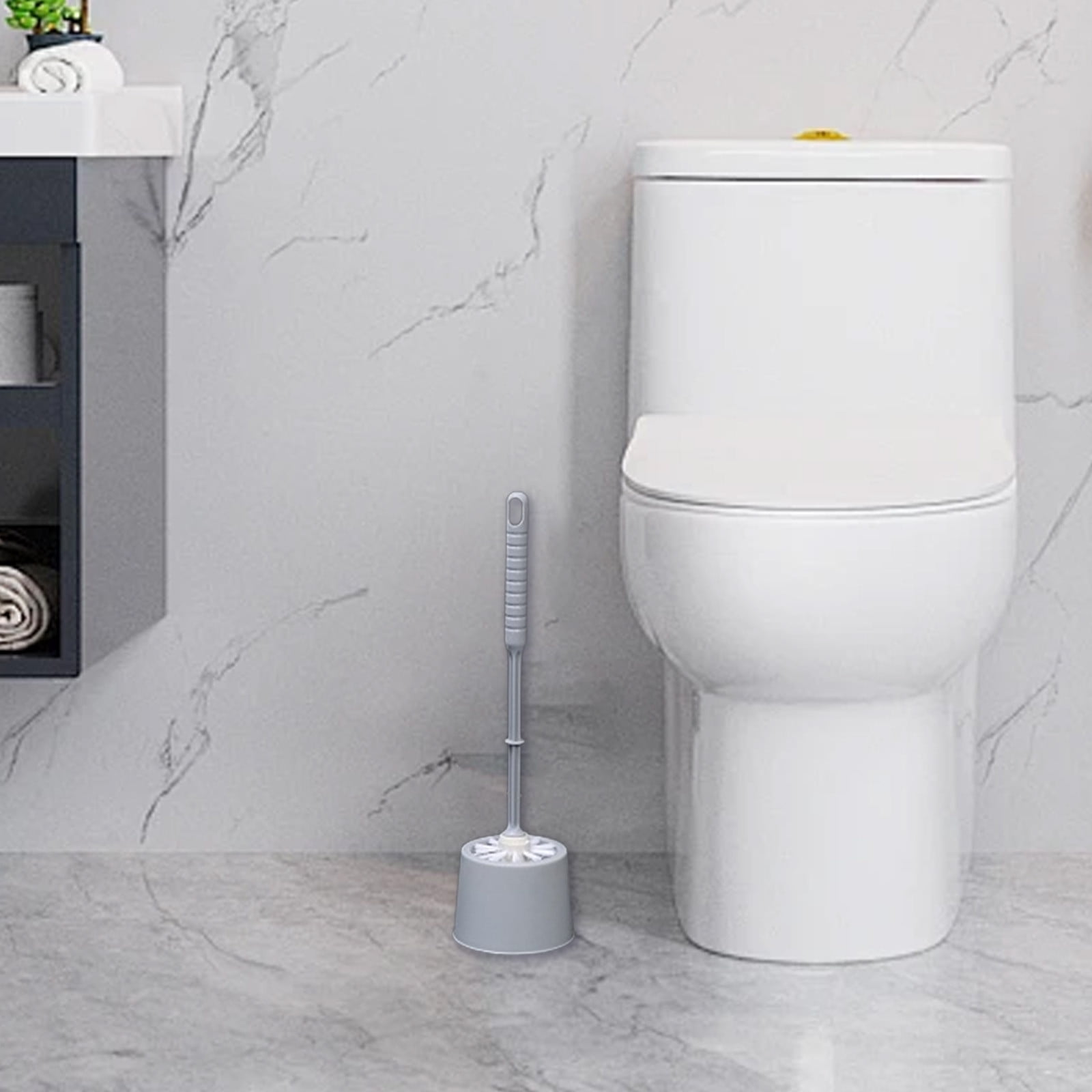 BingTong Toilet Bowl Brush and Holder Set (Gray, 15 in) lmcfu