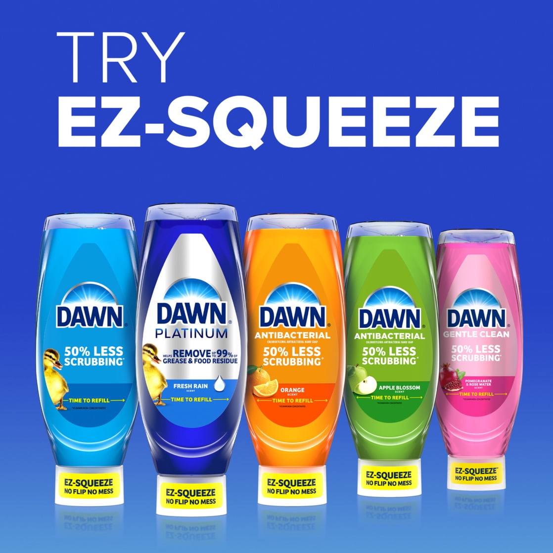 Dawn Gentle Clean EZ-Squeeze Dish Soap, Pomegranate & Rose Water, Grease-Fighting Liquid (8 Pack, 24.3 fl oz) da90j